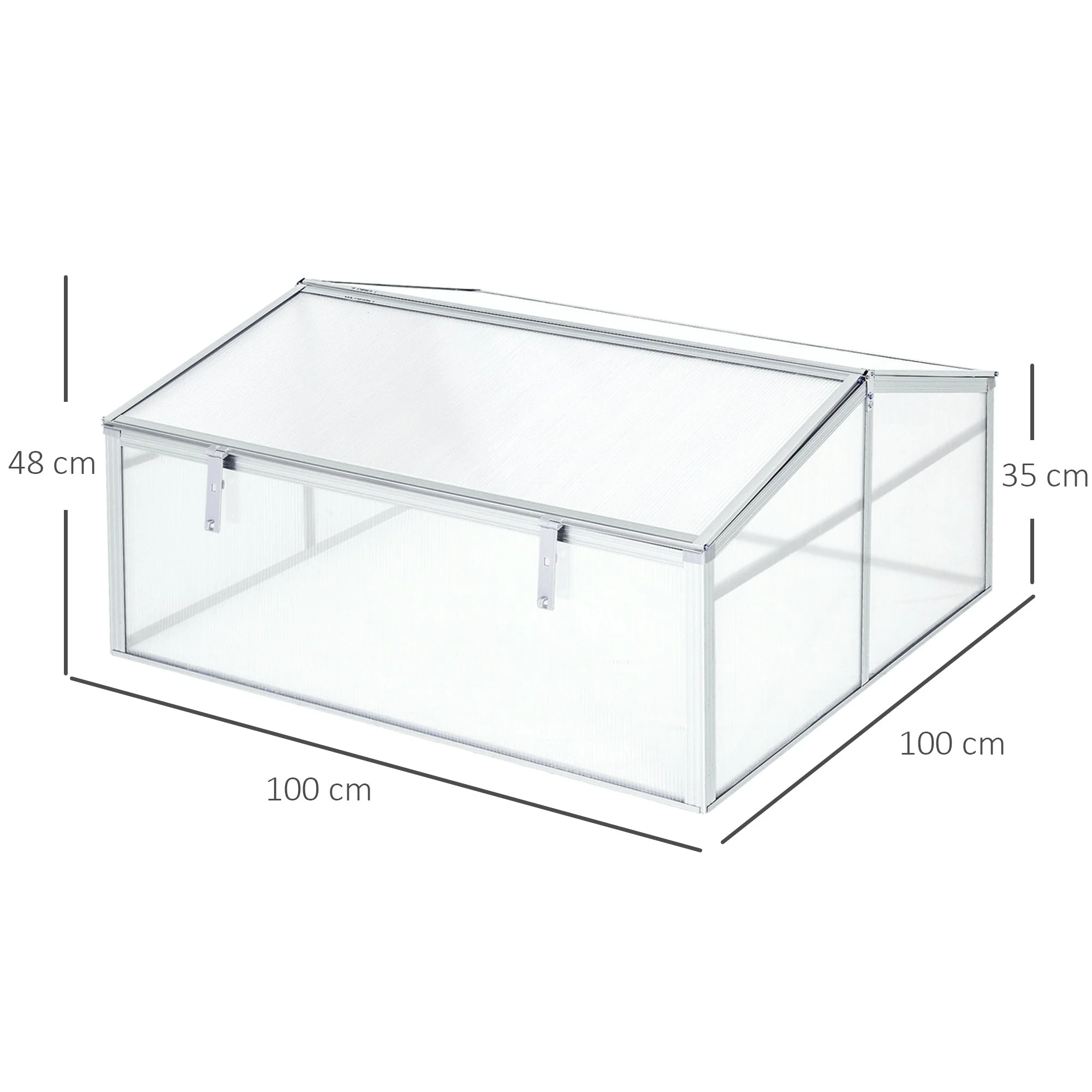 100L x 100W x 48H cm PC Board Greenhouse Adjustable Roof Grow House -Transparent - Image 3