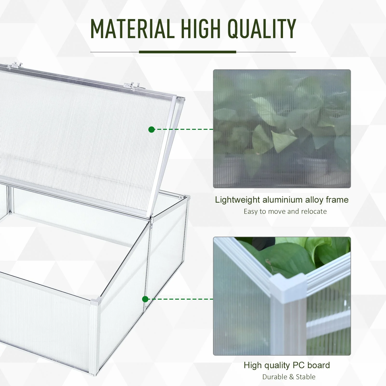 100L x 100W x 48H cm PC Board Greenhouse Adjustable Roof Grow House -Transparent - Image 5