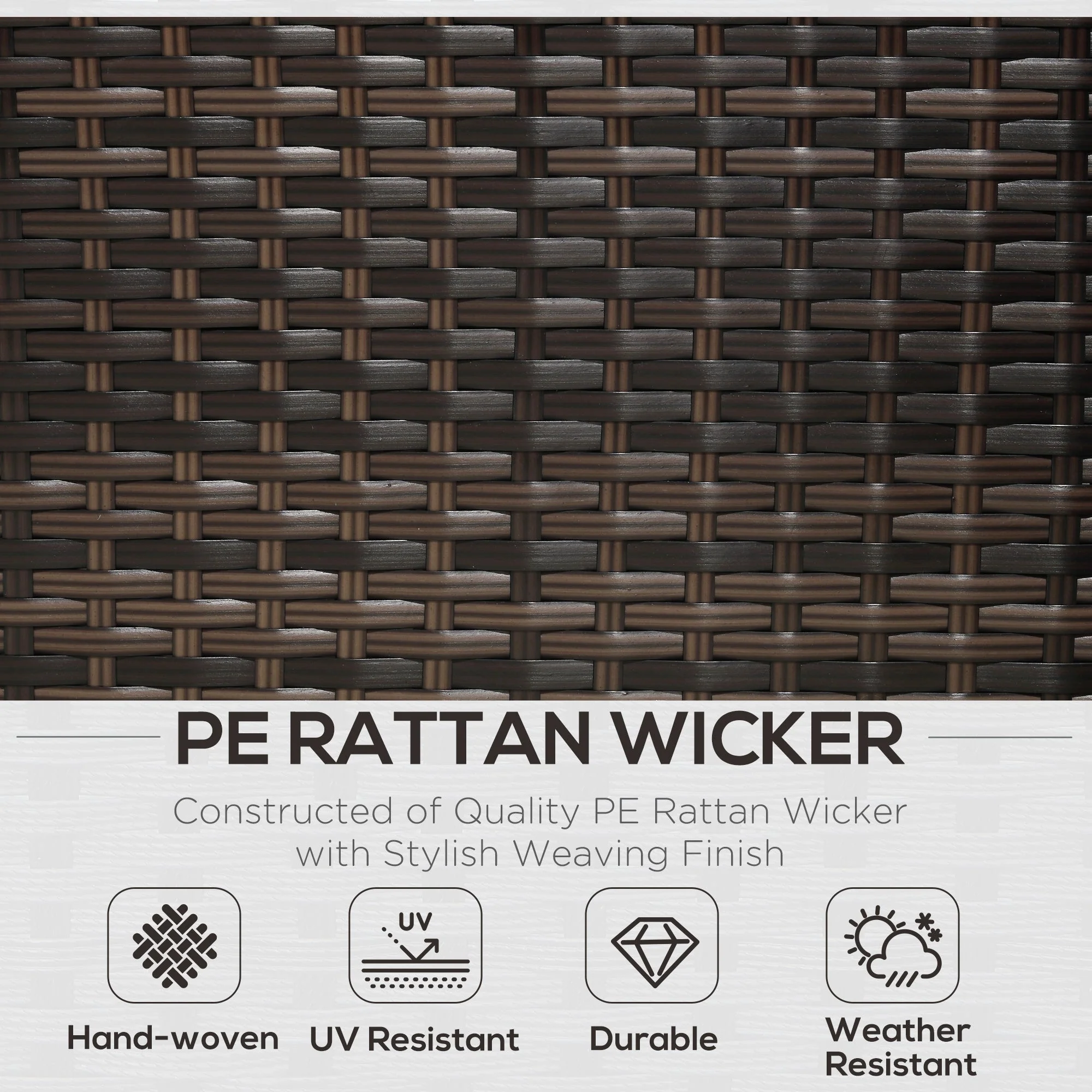 3-Piece Rattan Garden Furniture Storage Sofa Set 4 Seater Wicker Coffee Table Conservatory Sun Lounger Reclining Set Outdoor Weave with Cushion Brown - Image 6