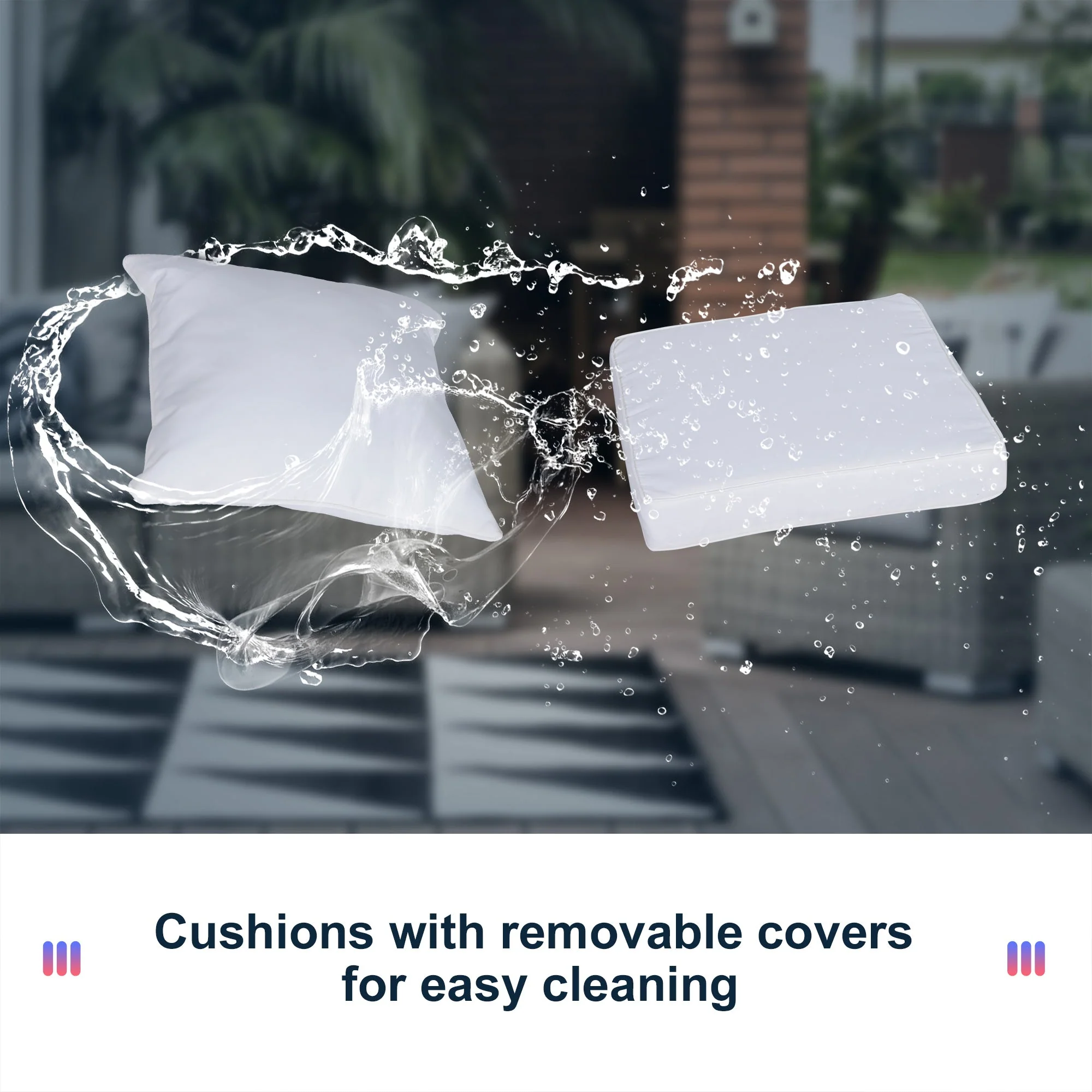 3-Pieces PE Rattan Garden Rocking Chair Set w/ Soft Cushion - Image 7