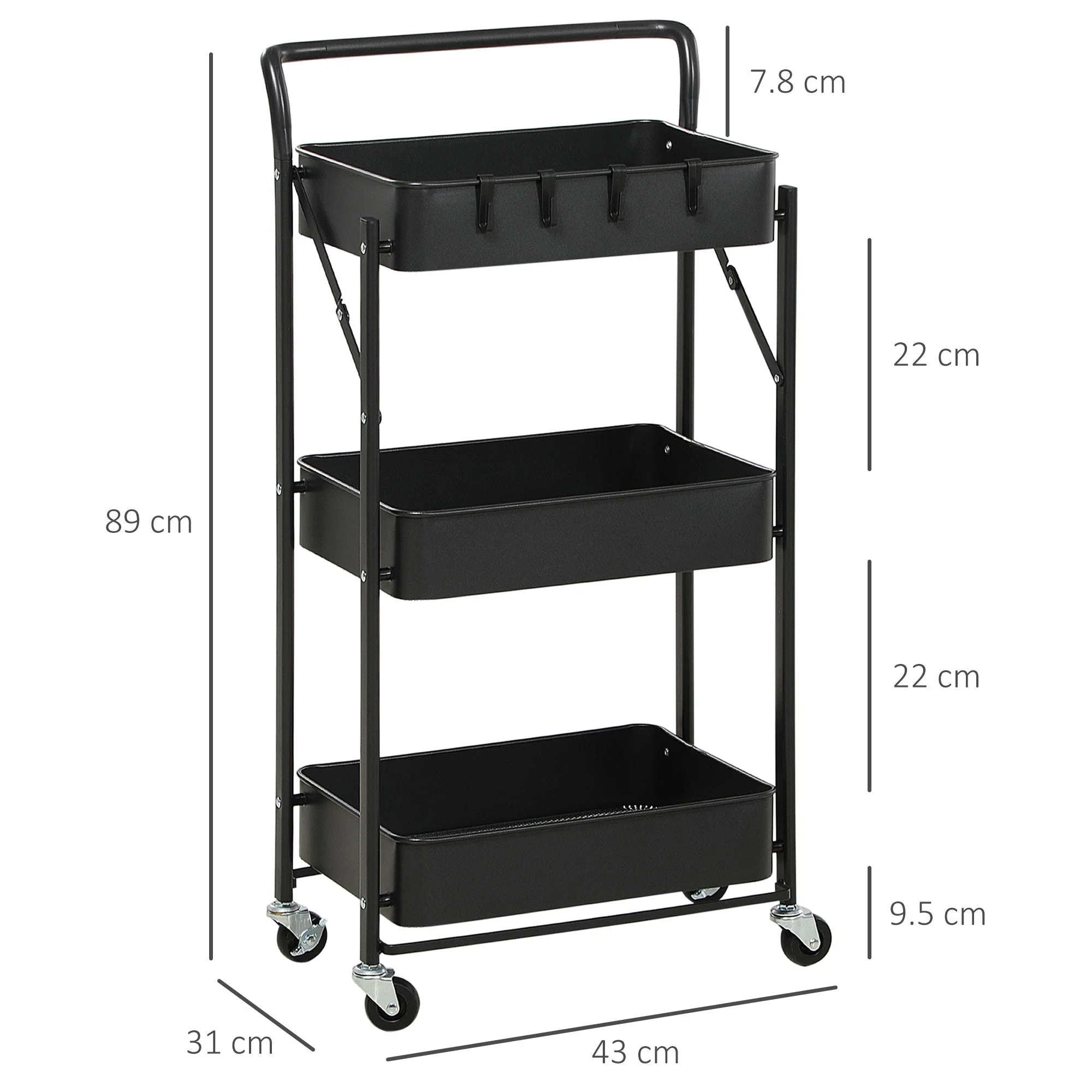 3 Tier Storage Trolley Cart - Image 3