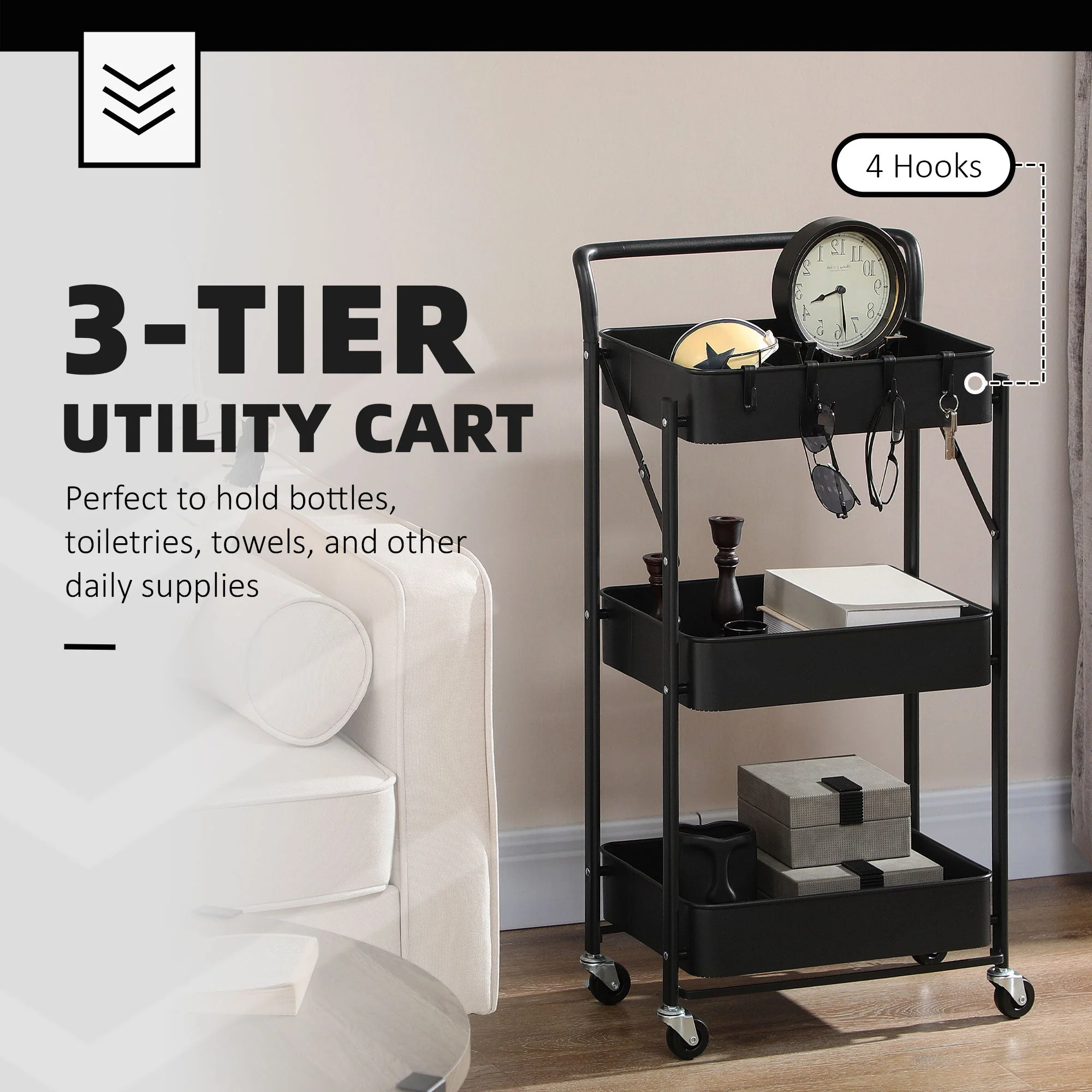 3 Tier Storage Trolley Cart - Image 4