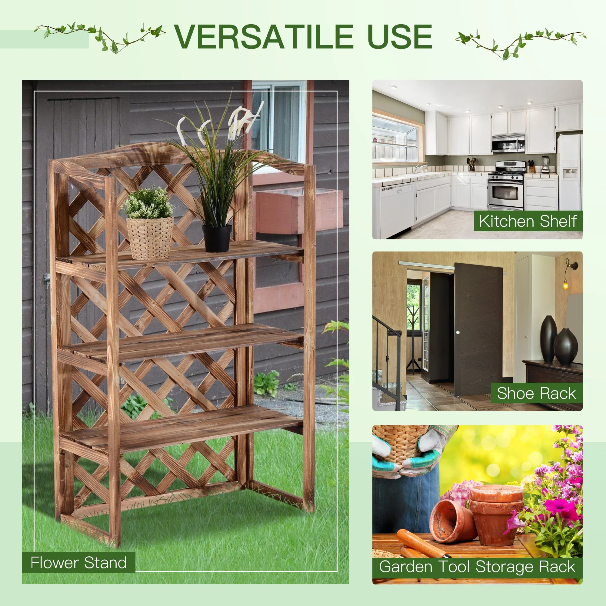 3-Tier Wooden Plant Stand Shelf - Image 4