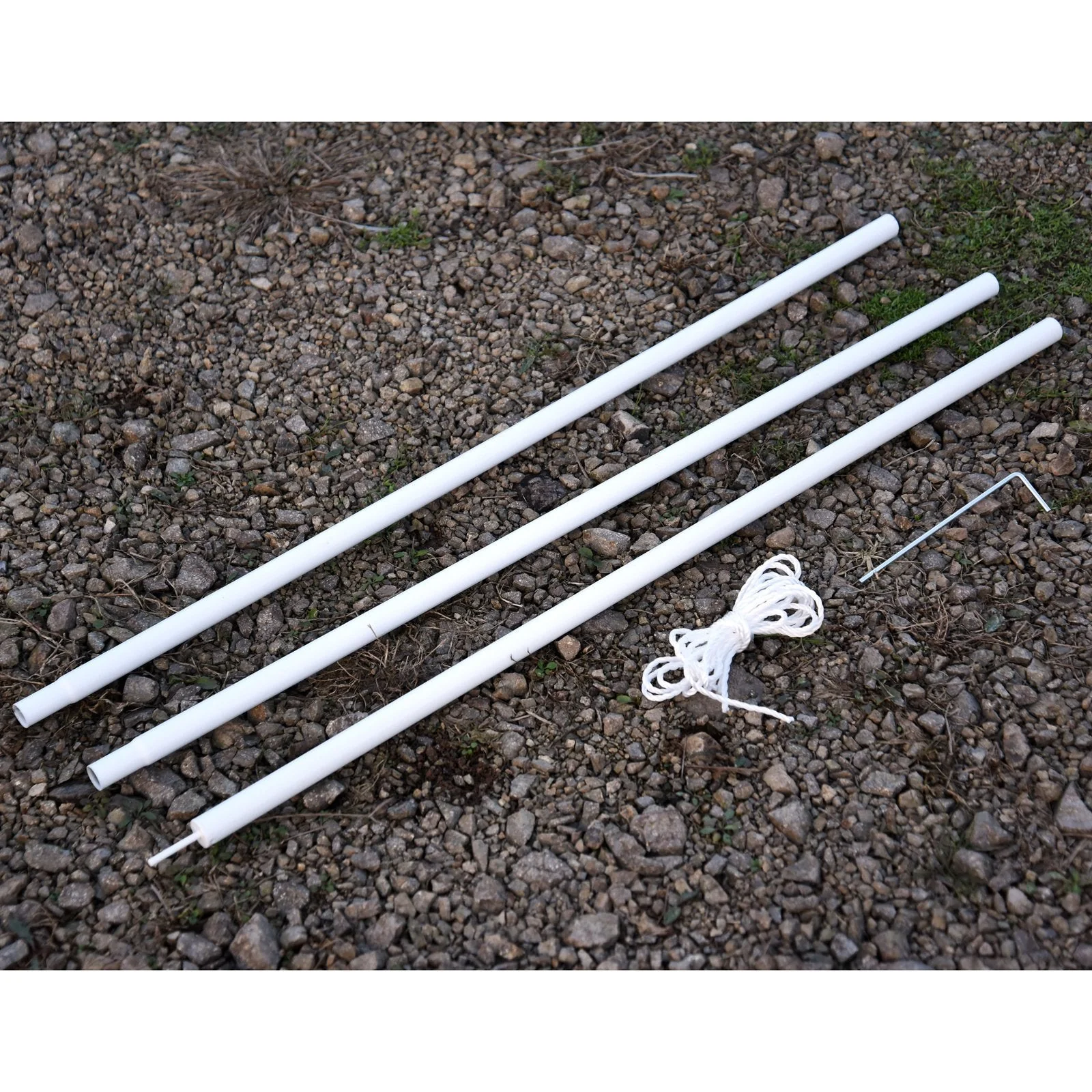3M Awning Sail Shade Canopy Pole Kit Adjustable Pole With Rope Metal - White - Image 7