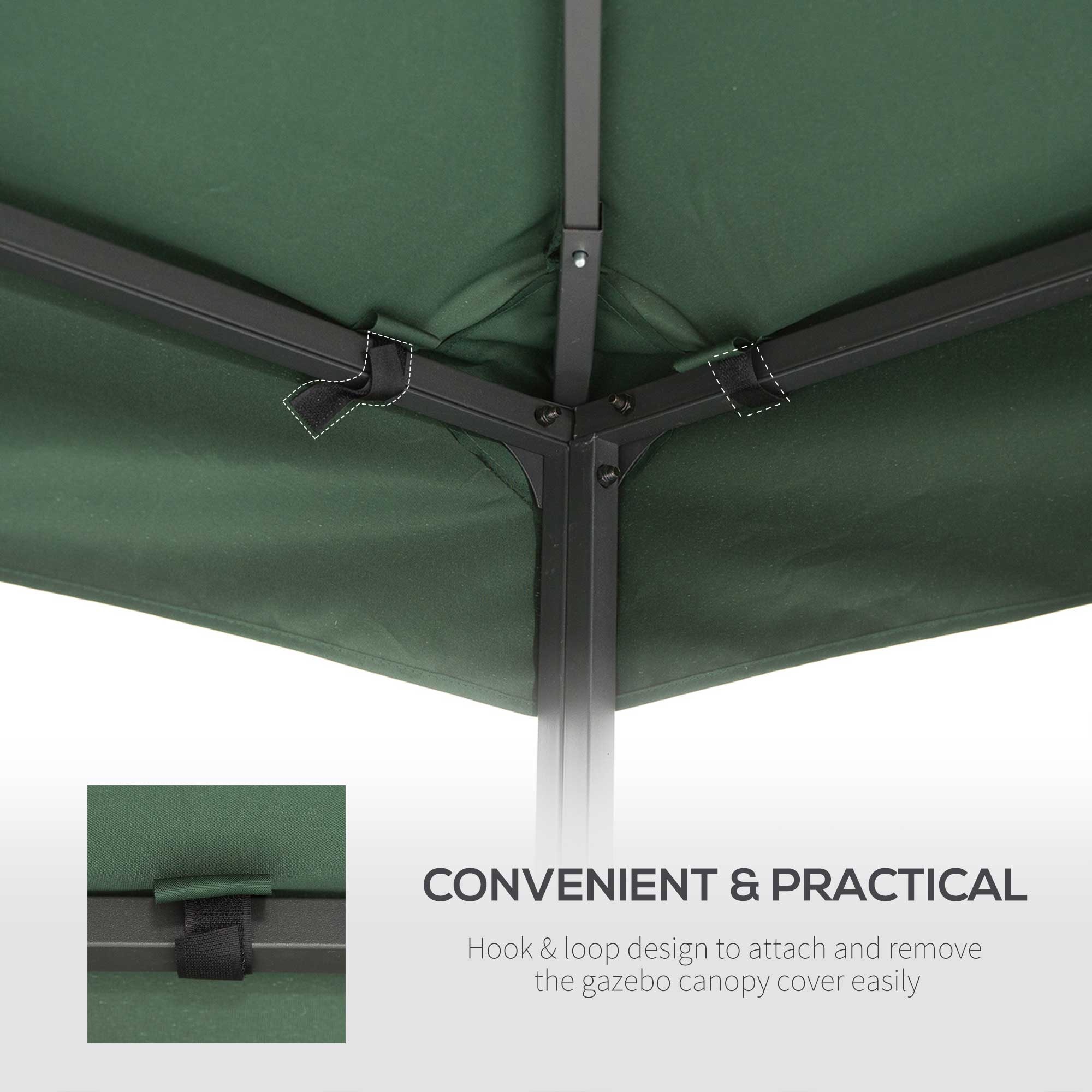 3M Gazebo Top Cover Double Tier Canopy Replacement Pavilion Roof Dark Green - Image 5