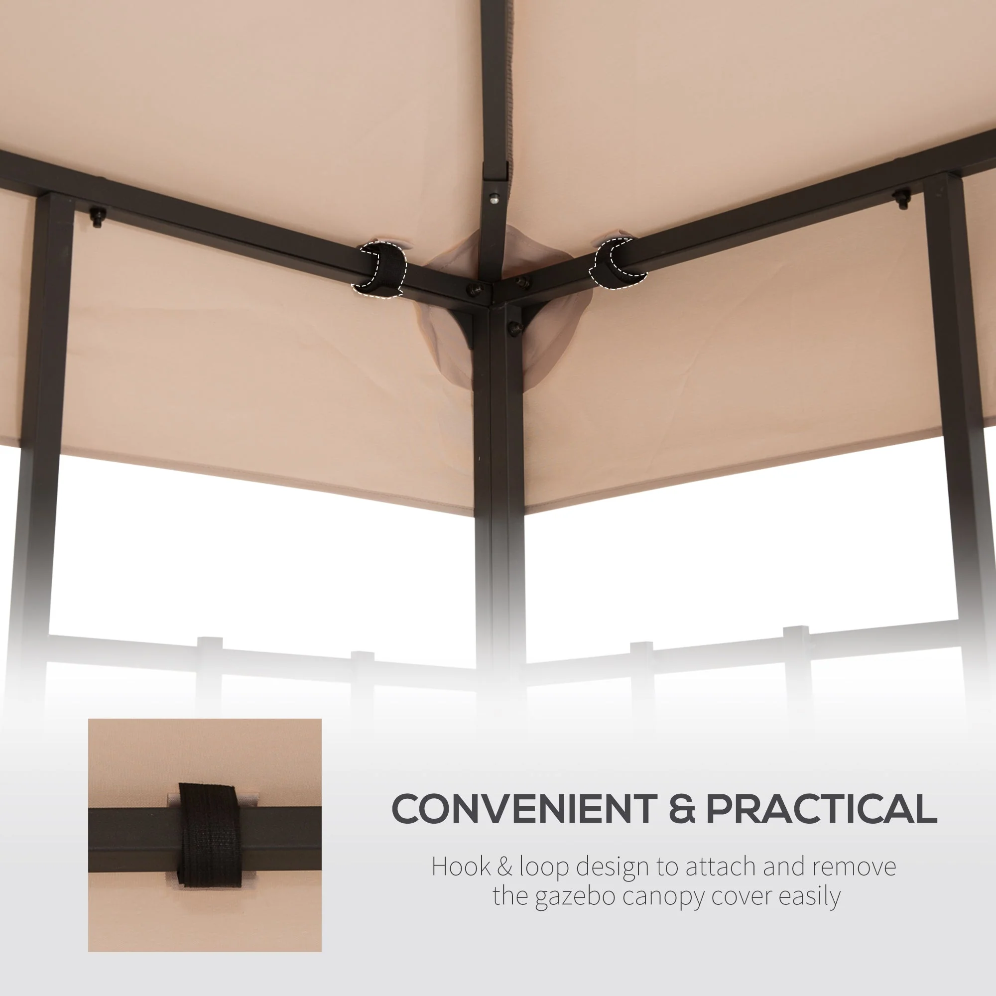 3M Gazebo Top Cover Double Tier Canopy Replacement Pavilion Roof Deep Beige - Image 6