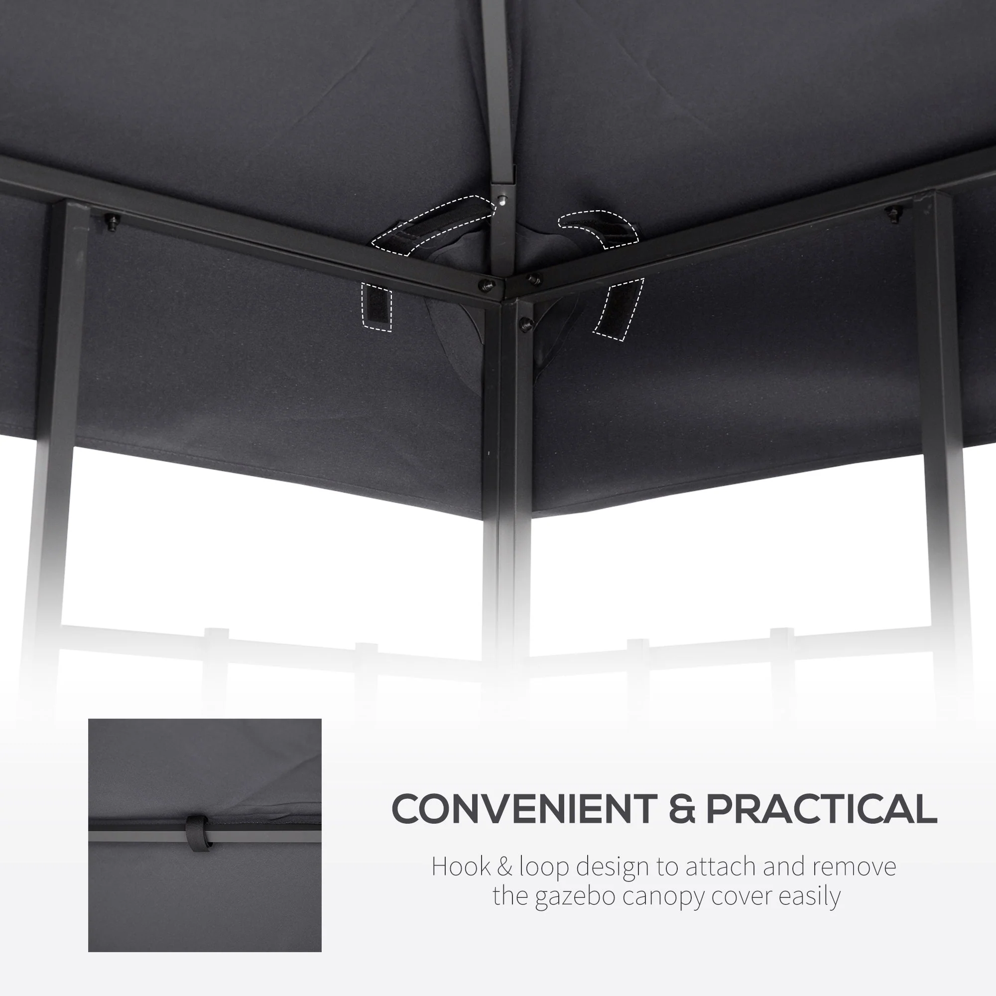 3M Gazebo Top Cover Double Tier Canopy Replacement Pavilion Roof Deep Grey - Image 8