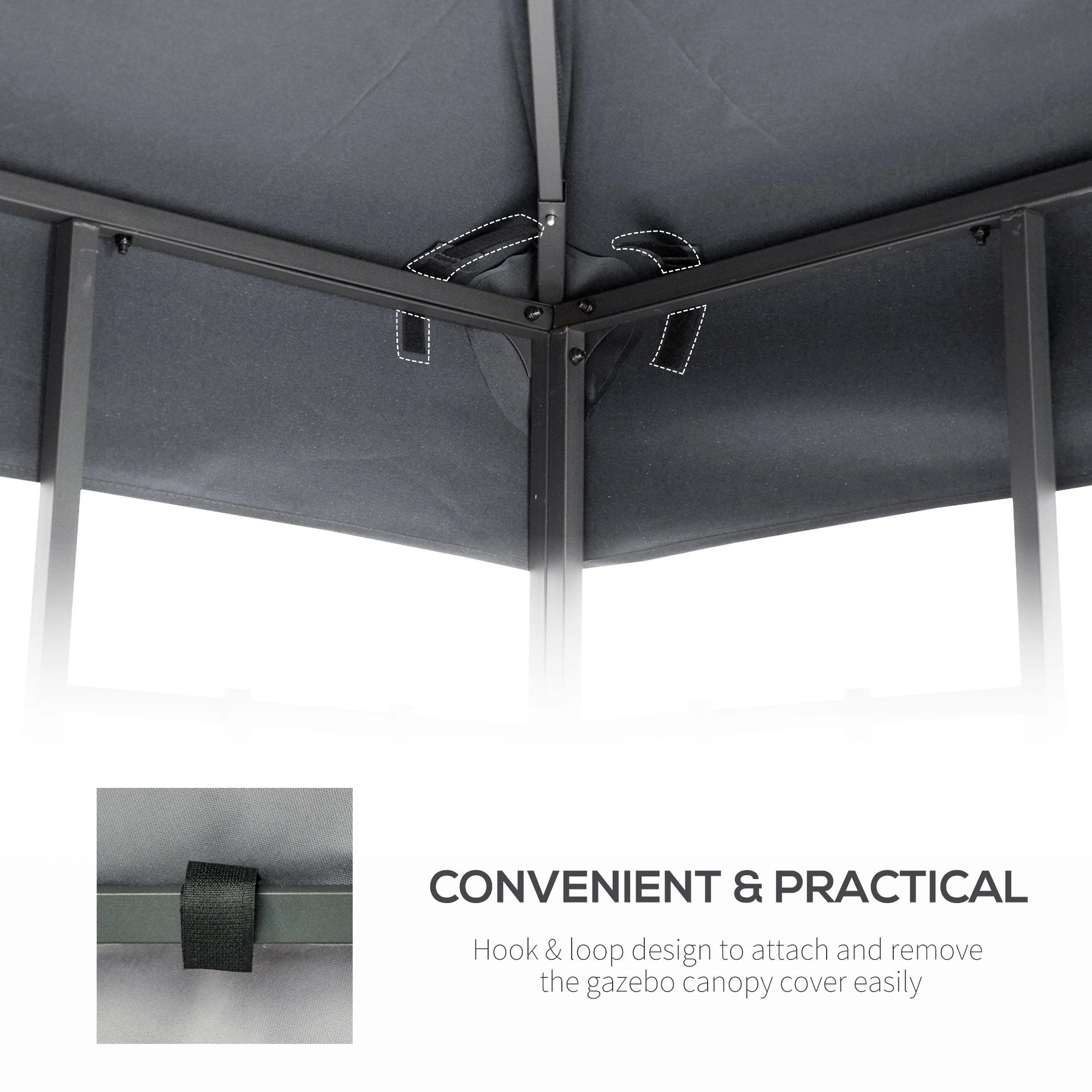 3M Gazebo Top Cover Double Tier Canopy Replacement Pavilion Roof Light Grey - Image 5