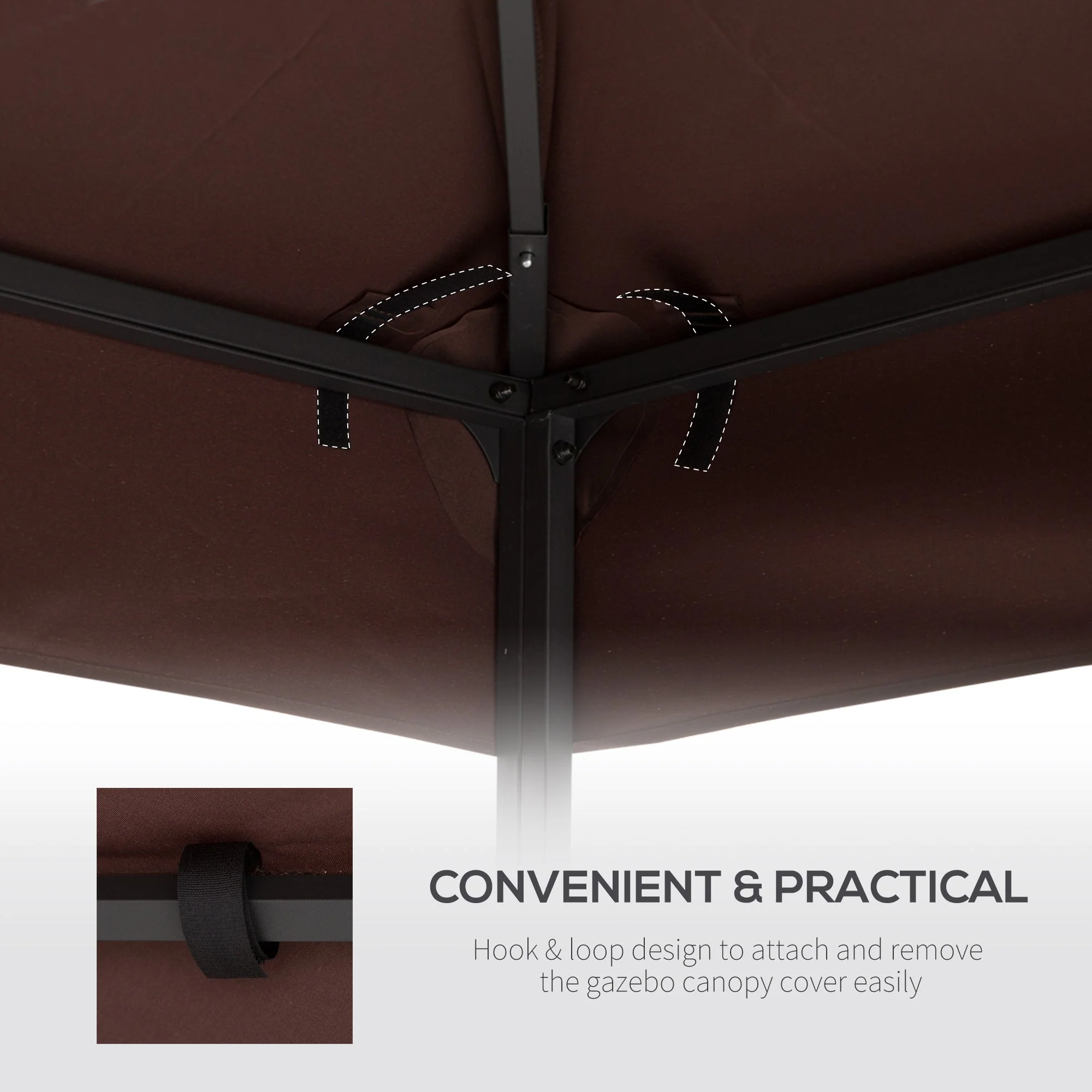 3x3 m Double-Tier Canopy Top Replacement-Coffee - Image 6