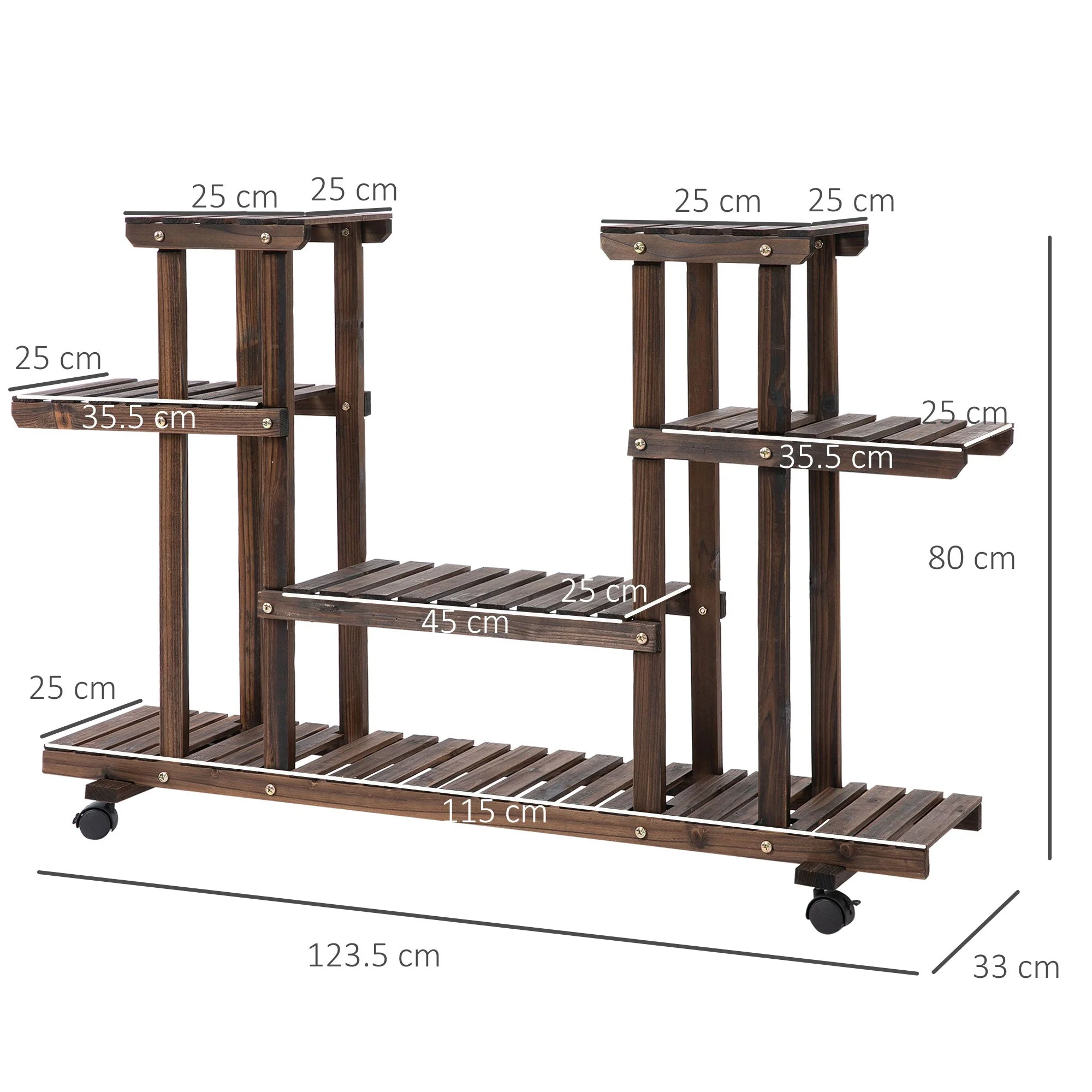 4-Tier Plant Stand with Wheels and Brakes - Image 3