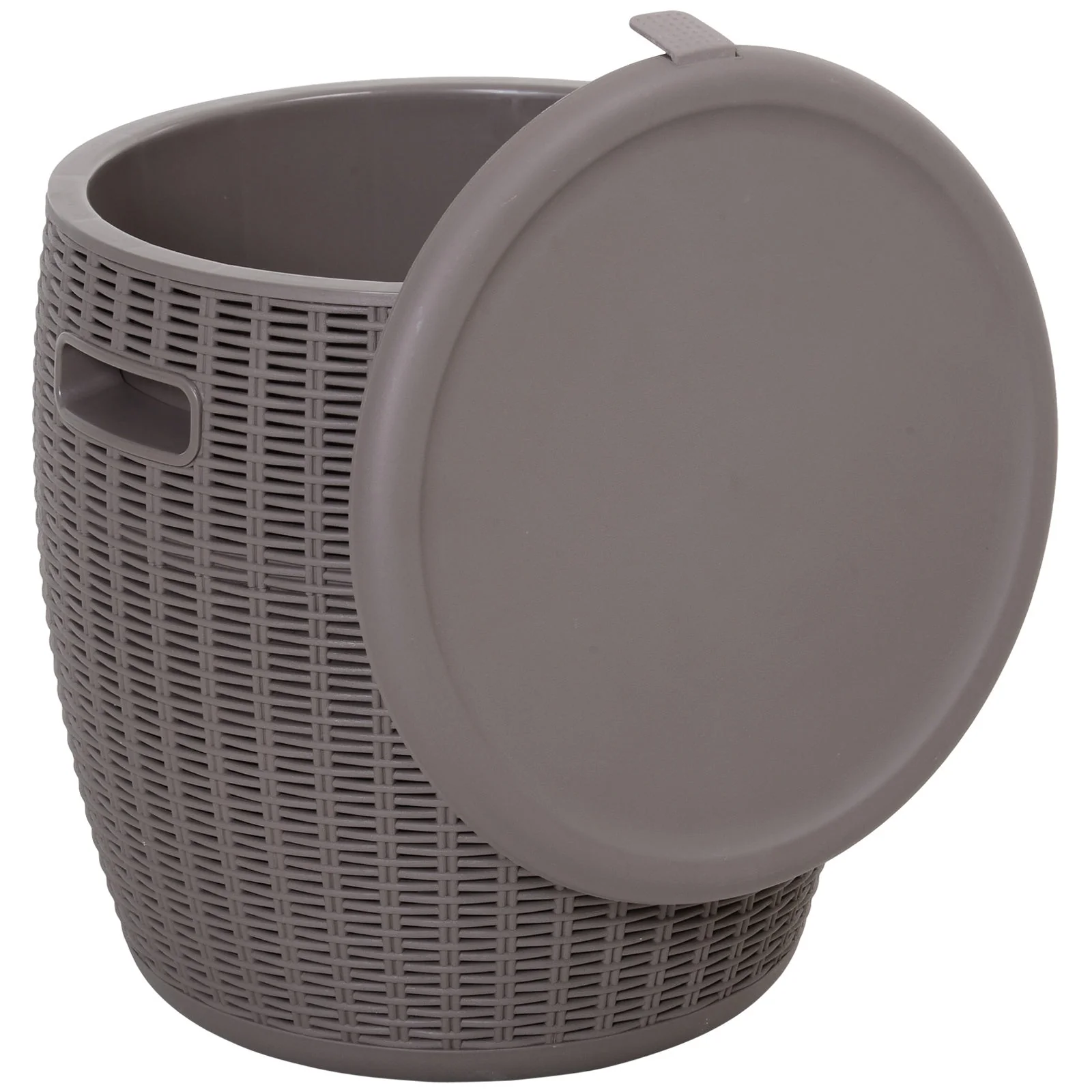 45L Outdoor Rattan-Effect Lift-Top Ice Cooler Table Grey - Image 8