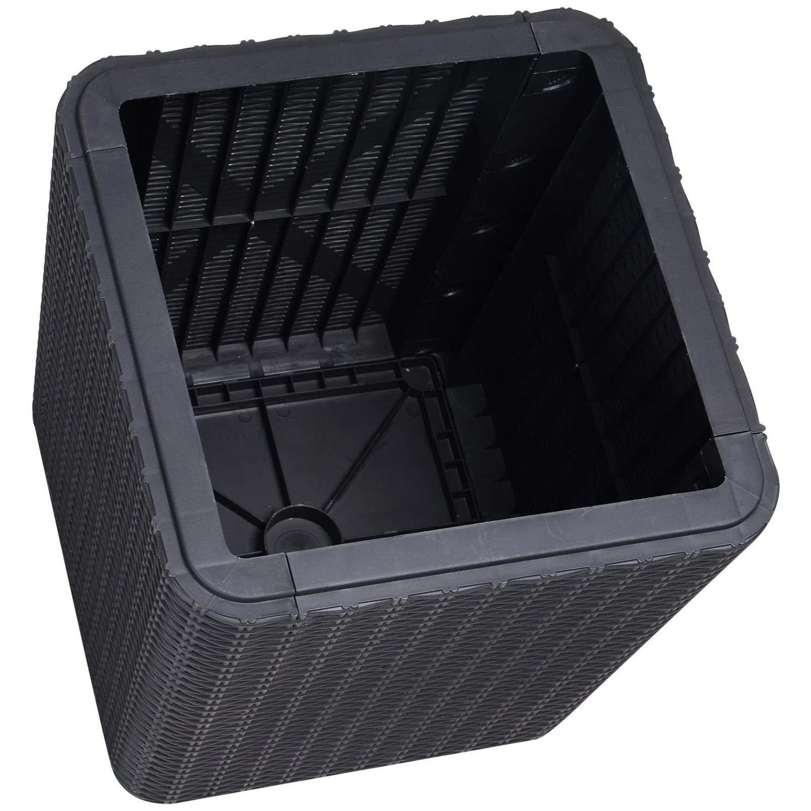 50L Outdoor Rattan-Effect Lift-Top Bar Tea Table Black - Image 6