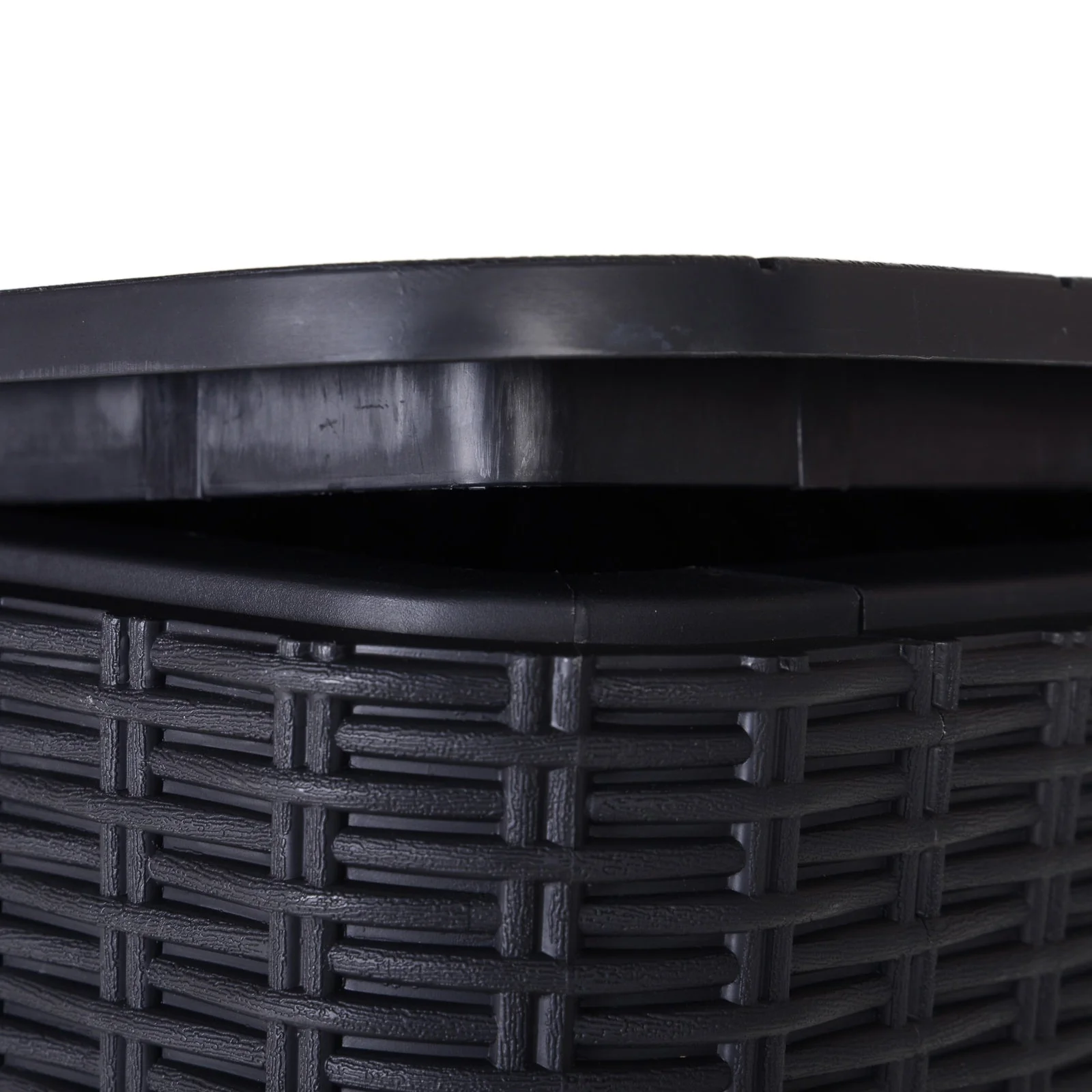 50L Outdoor Rattan-Effect Lift-Top Bar Tea Table Black - Image 7