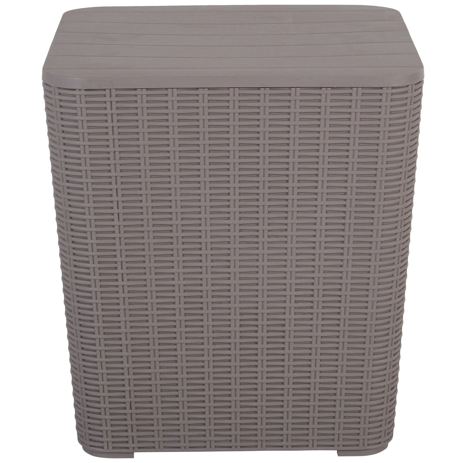 50L Outdoor Rattan-Effect Lift-Top Bar Tea Table Grey - Image 8