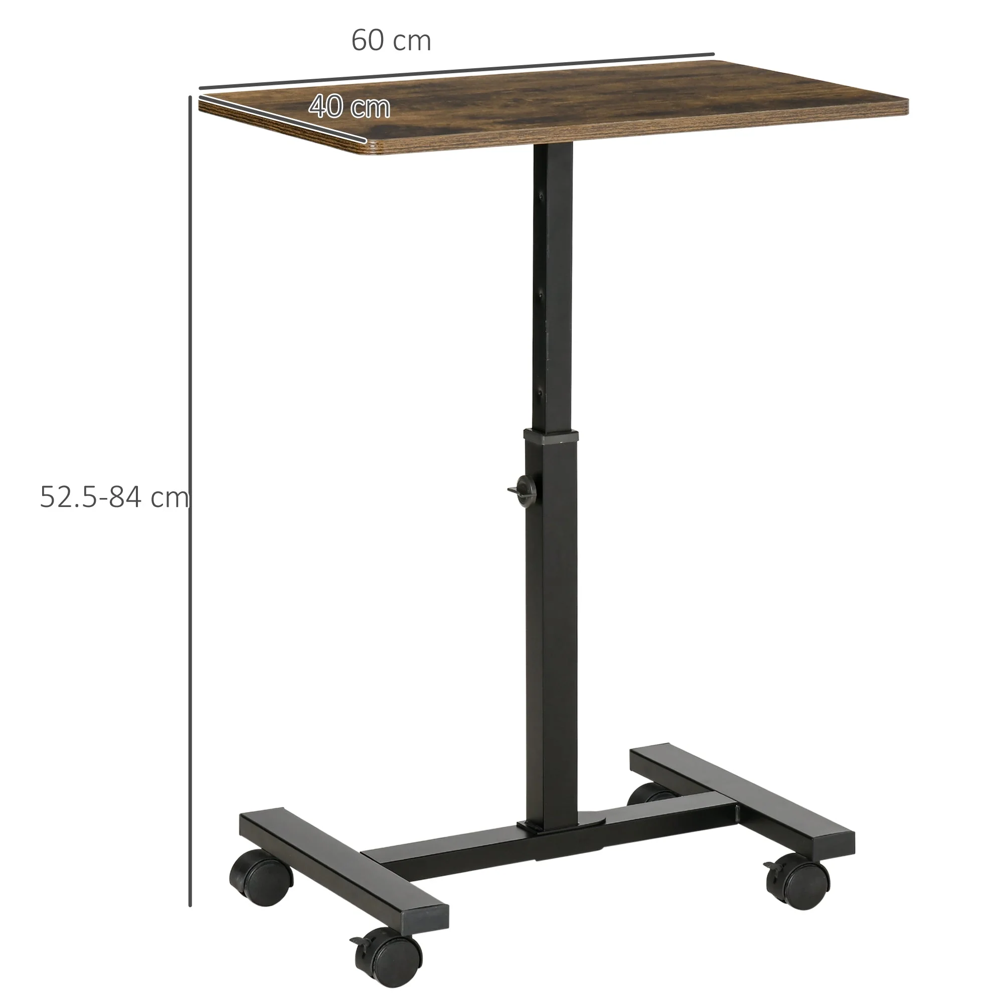 52-84cm Adjustable Mobile Over-Surface Table - Brown - Image 3