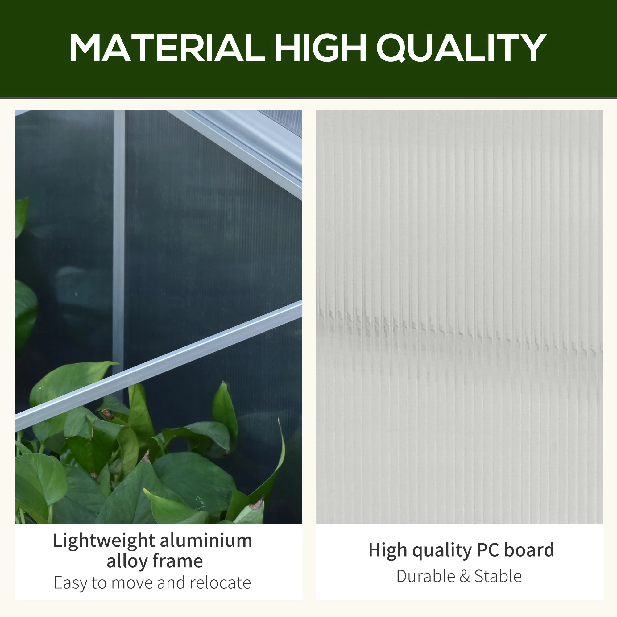 Aluminum Greenhouse Plants Raised Bed Vented Cold Frame Protector 180L x 51W x 51H cm - Image 4