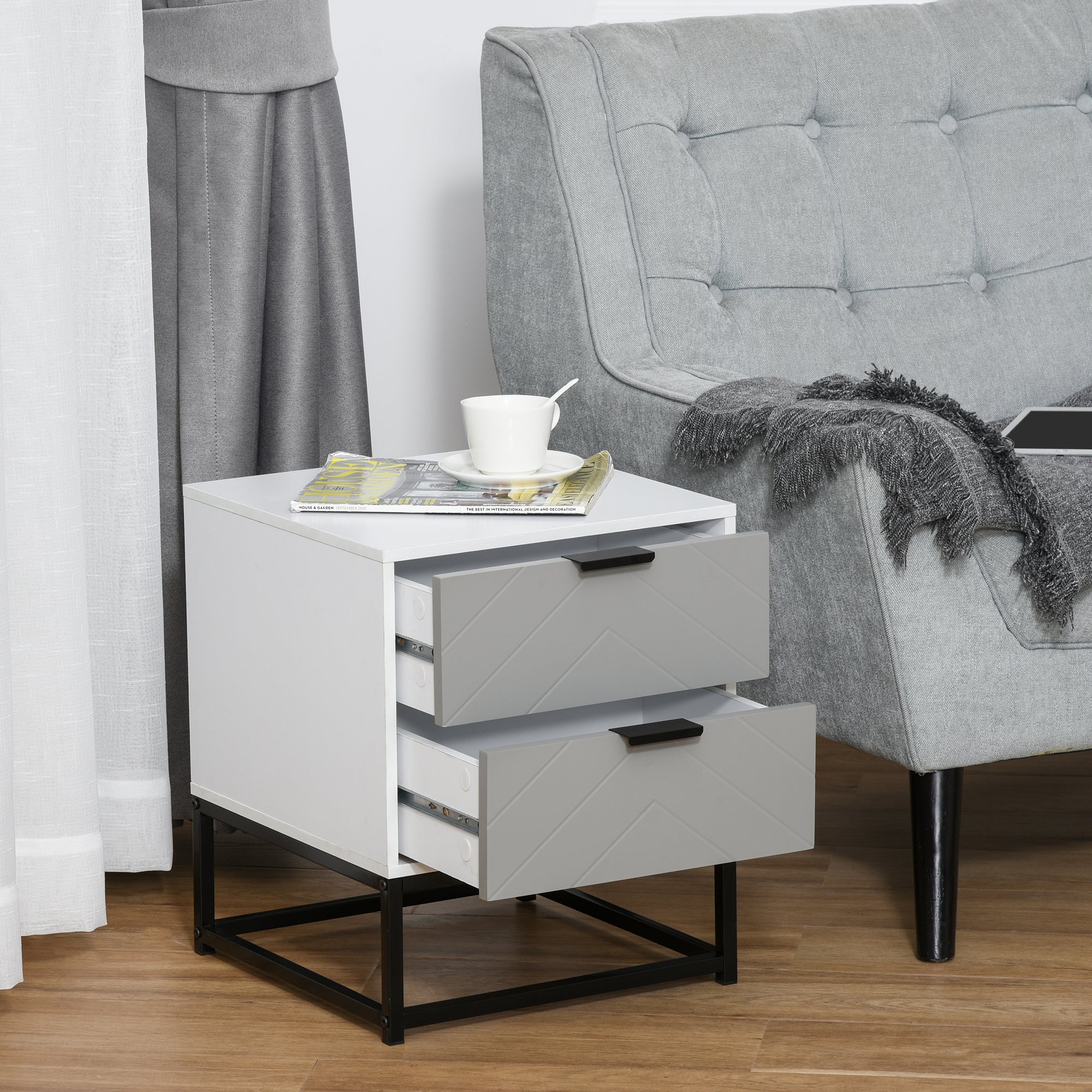 Bedside Cabinet with 2 Drawer Storage Unit - Image 7
