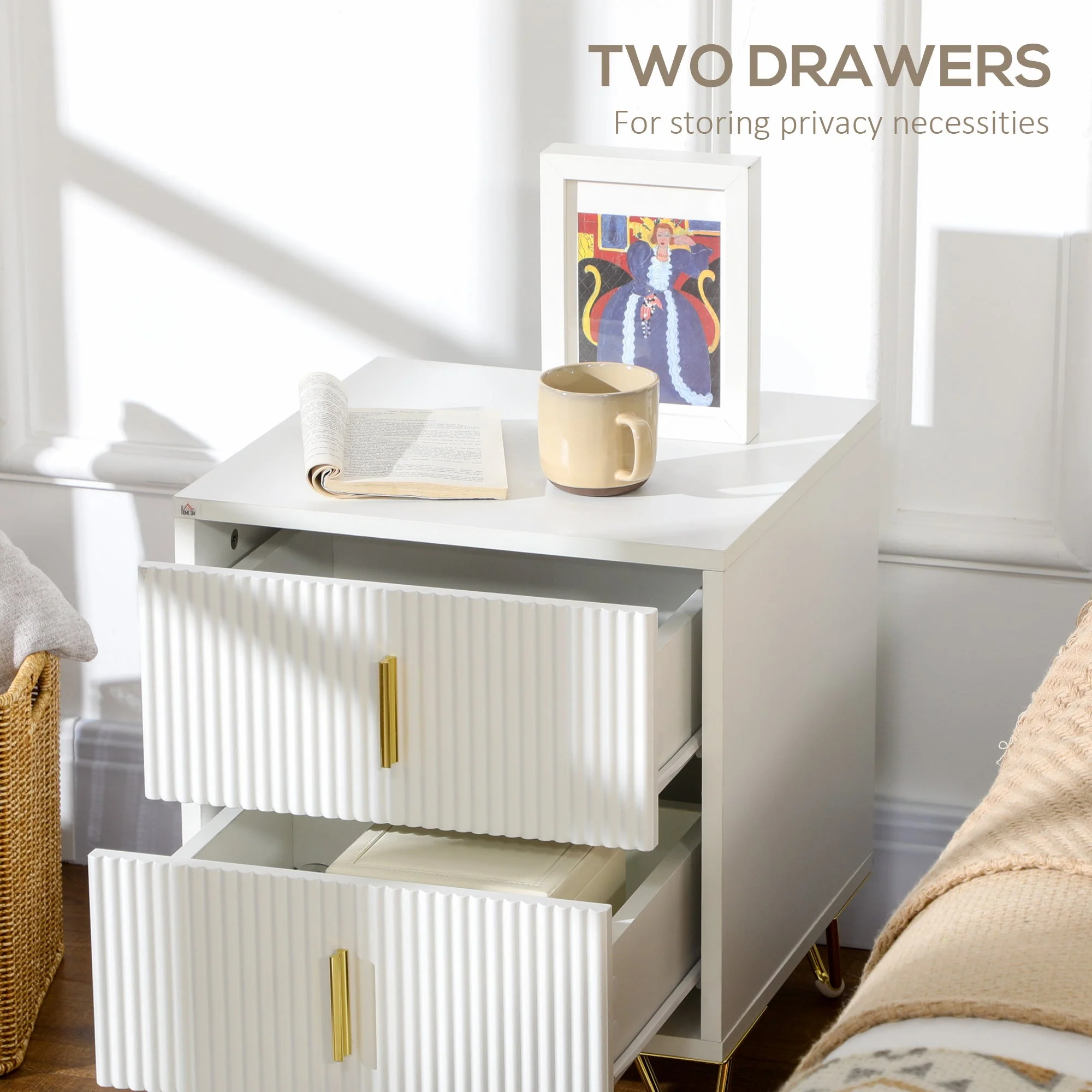Bedside Table with 2 Drawers - Image 5