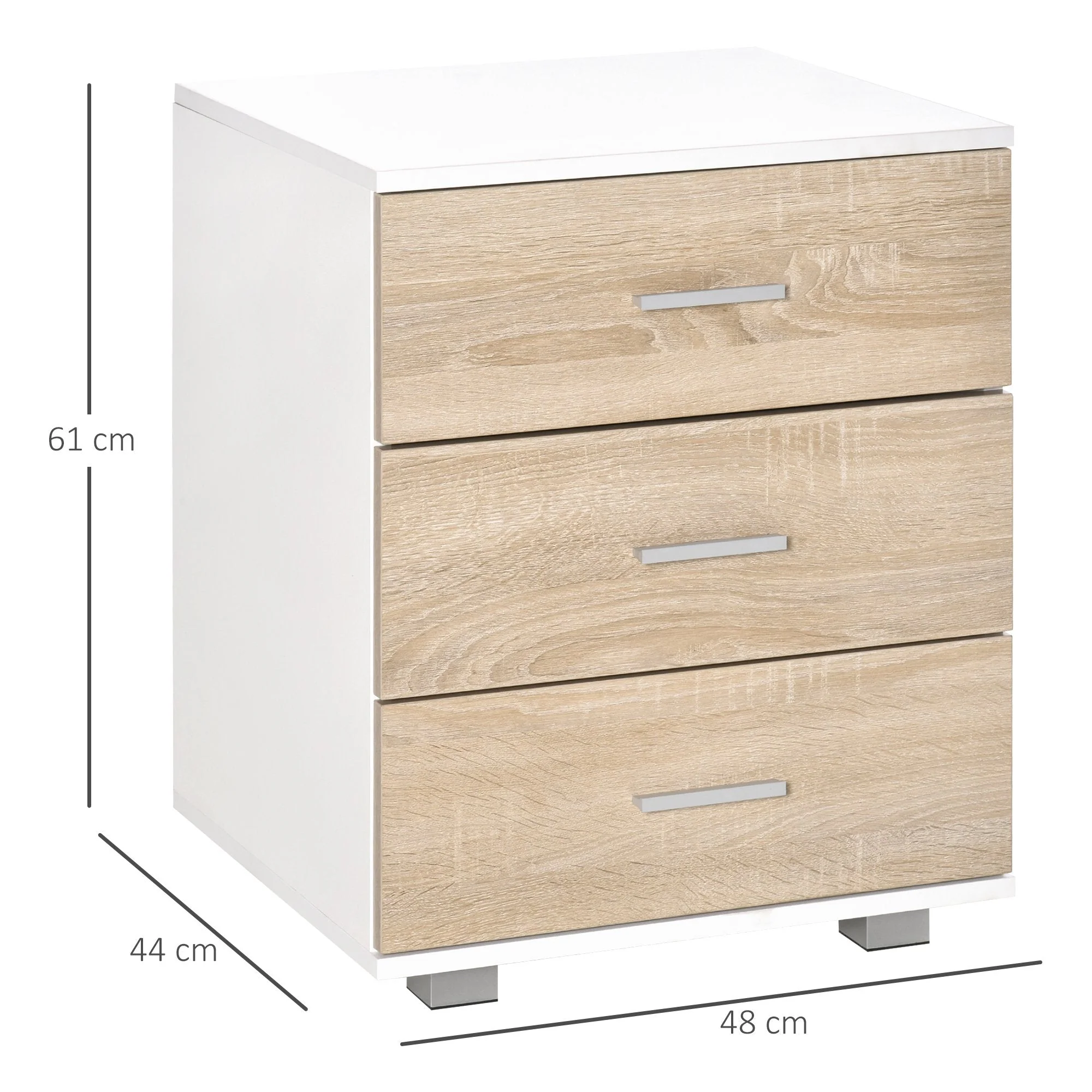 Bedside Table With 3 Drawers Nightstand Side Table Storage Chest For Bedroom - Image 3