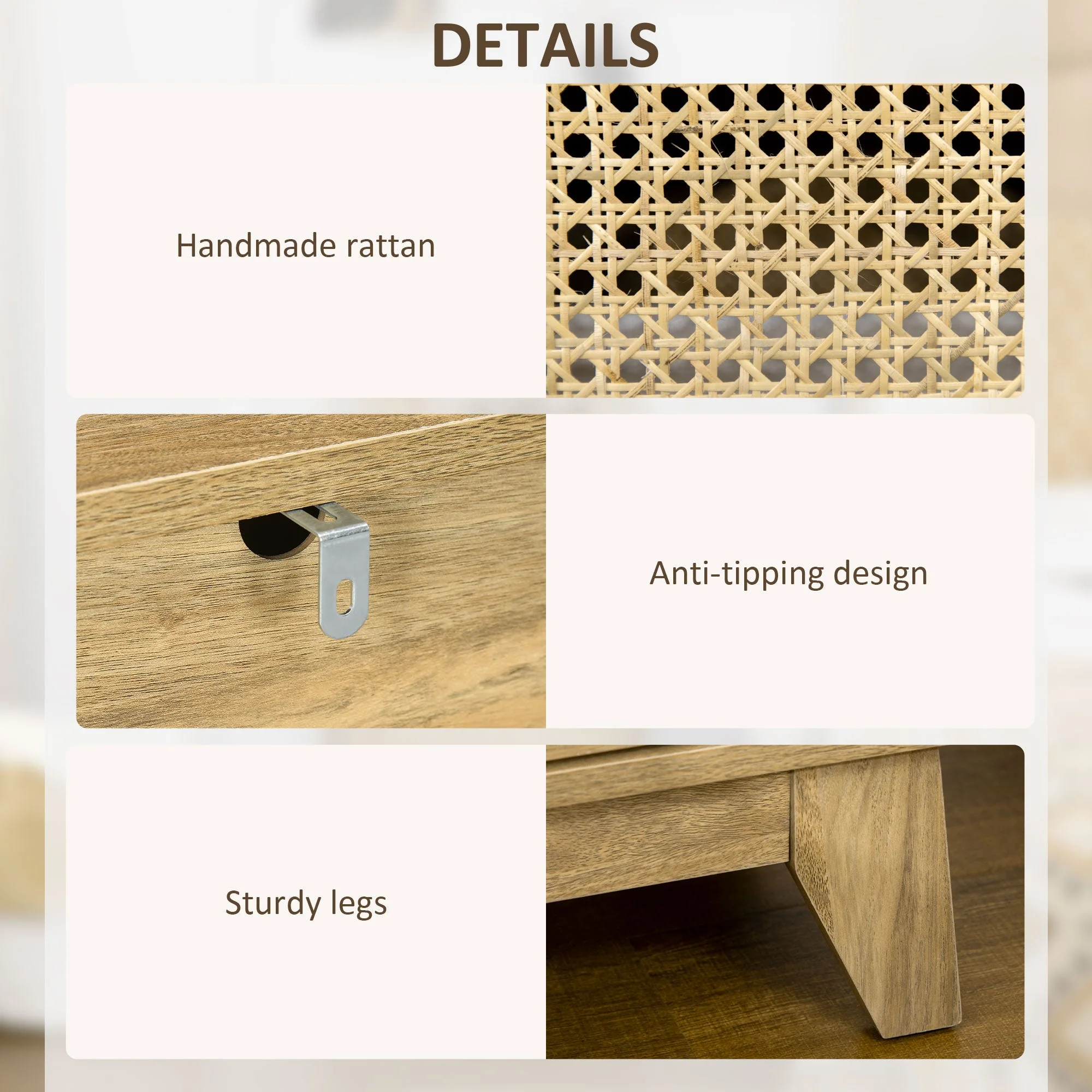 Bedside Table with Rattan Element - Image 5