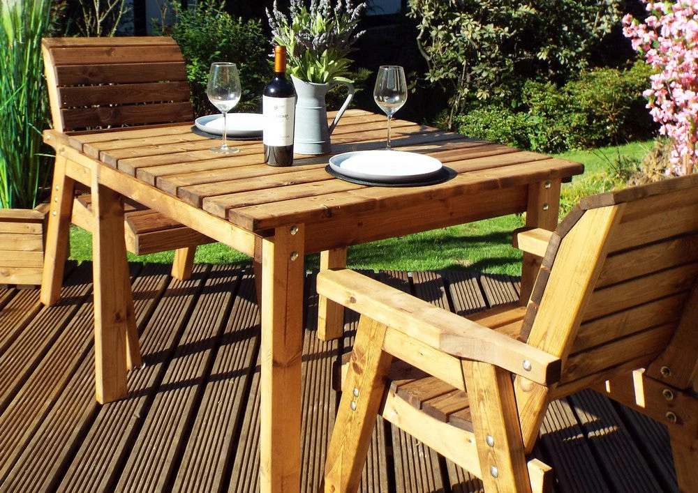 Charles Taylor 2 Seat Scandinavian Redwood Dining Set Garden Furniture - Image 4