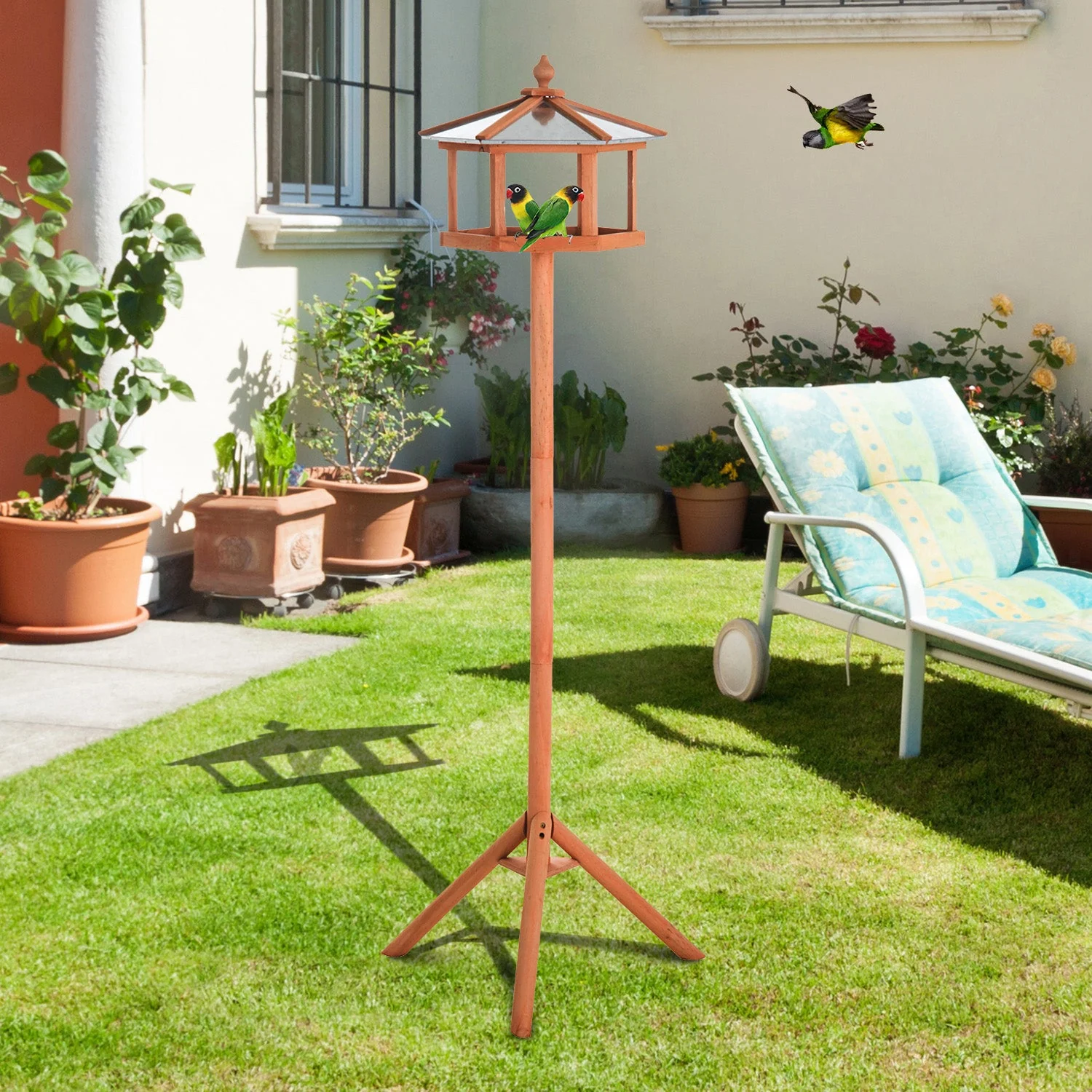 Charm 153cm High Rise Bird Feeder Table Natural by Pawhut - Image 3