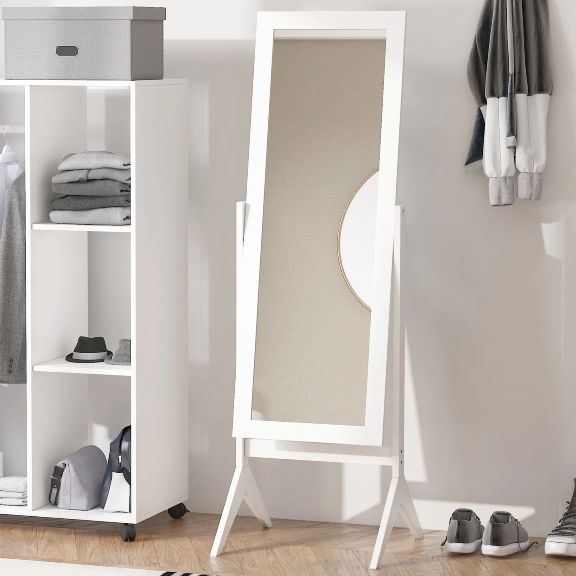 Homcom Freestanding Dressing Mirror Bedroom Tall Adjustable Angle 148x47cm White - Image 8