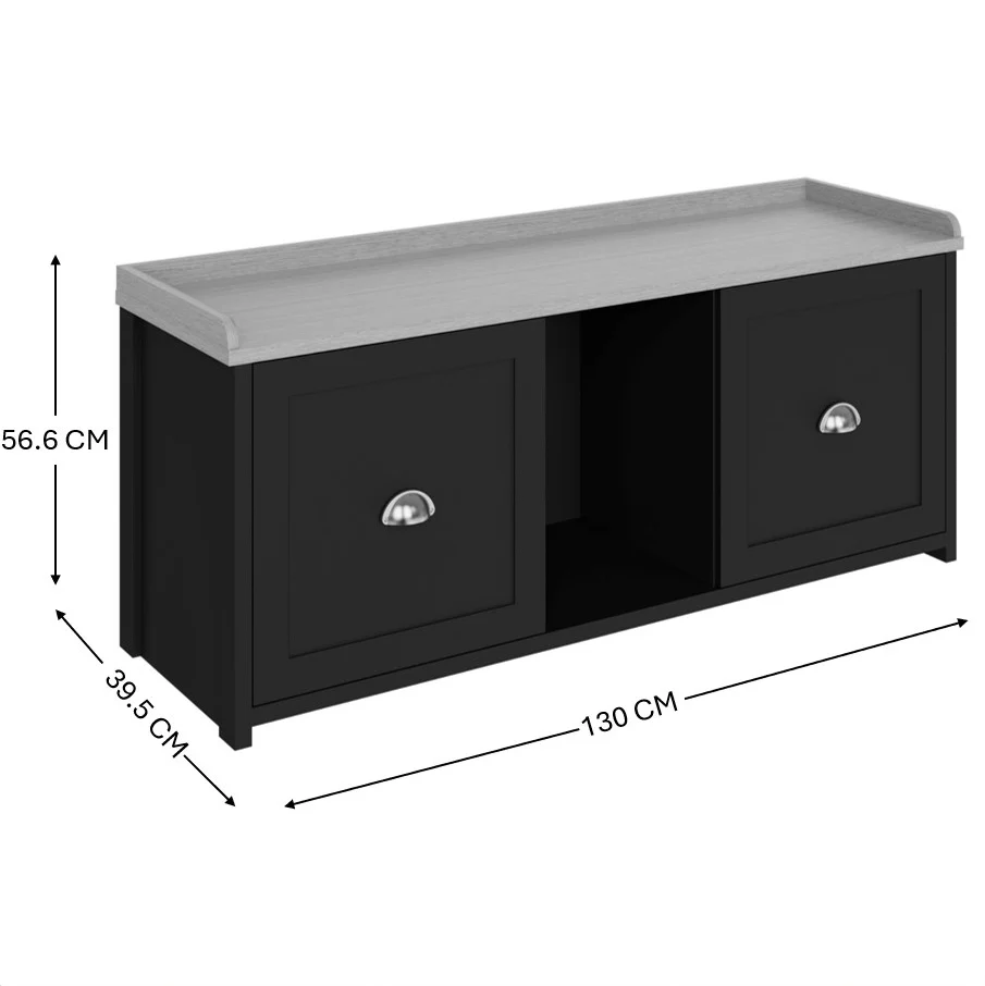 Lancaster Large Shoe Storage Black 2 Doors 7 Shelves - Image 6