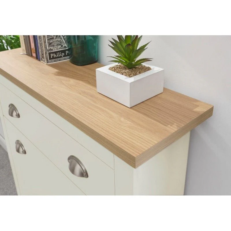 Lancaster Tall Shoe Storage Cream 2 Doors 4 Shelves 1 Drawer - Image 3