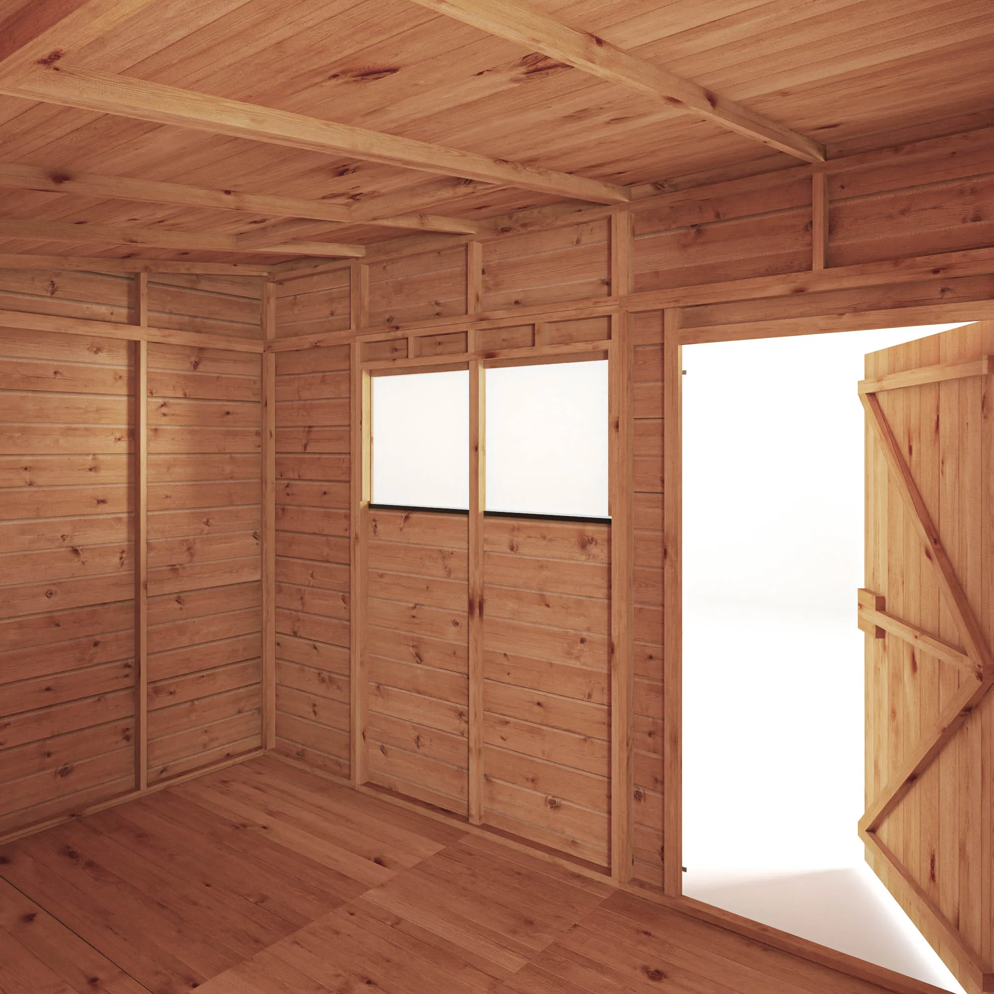 Mercia Woodsman 10' 3" x 8' Pent Shed - Premium Dip Treated Shiplap - Styrene Windows - Image 4