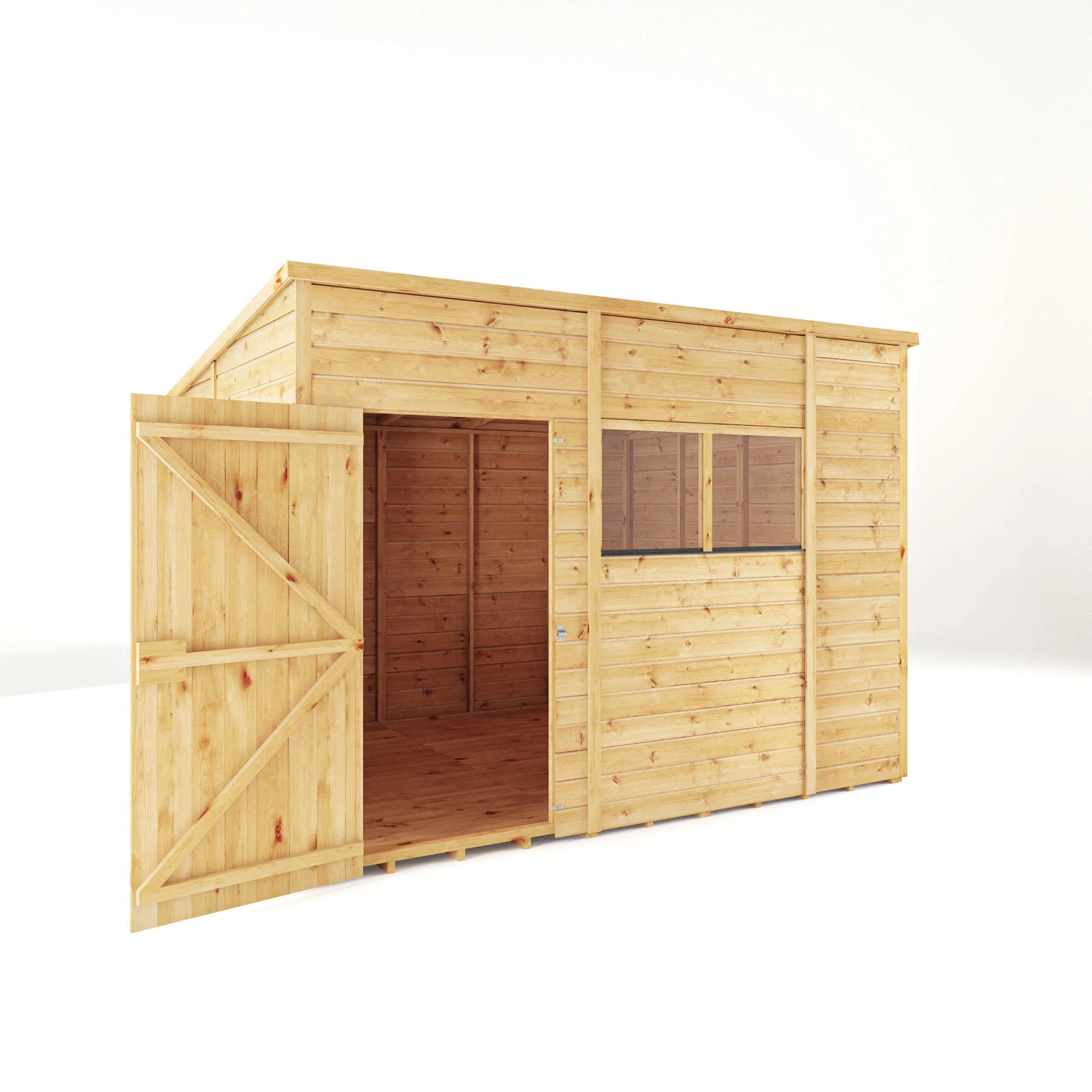 Mercia Woodsman 10' 3" x 8' Pent Shed - Premium Dip Treated Shiplap - Styrene Windows - Image 6
