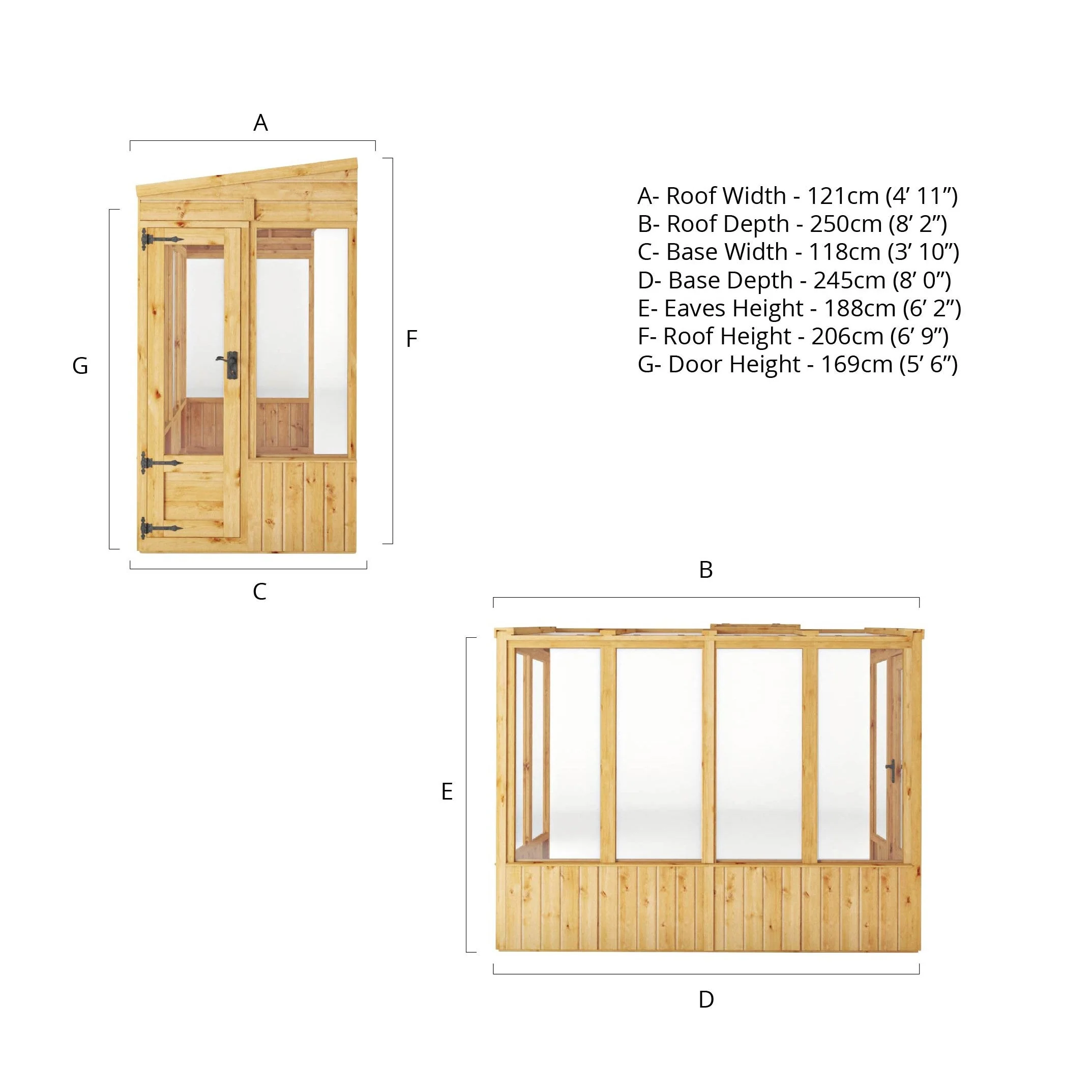 Mercia Woodsman 8' 2" x 3' 11" Pent Lean-to Greenhouse - Premium Dip Treated Shiplap- Styrene Windows - Image 12