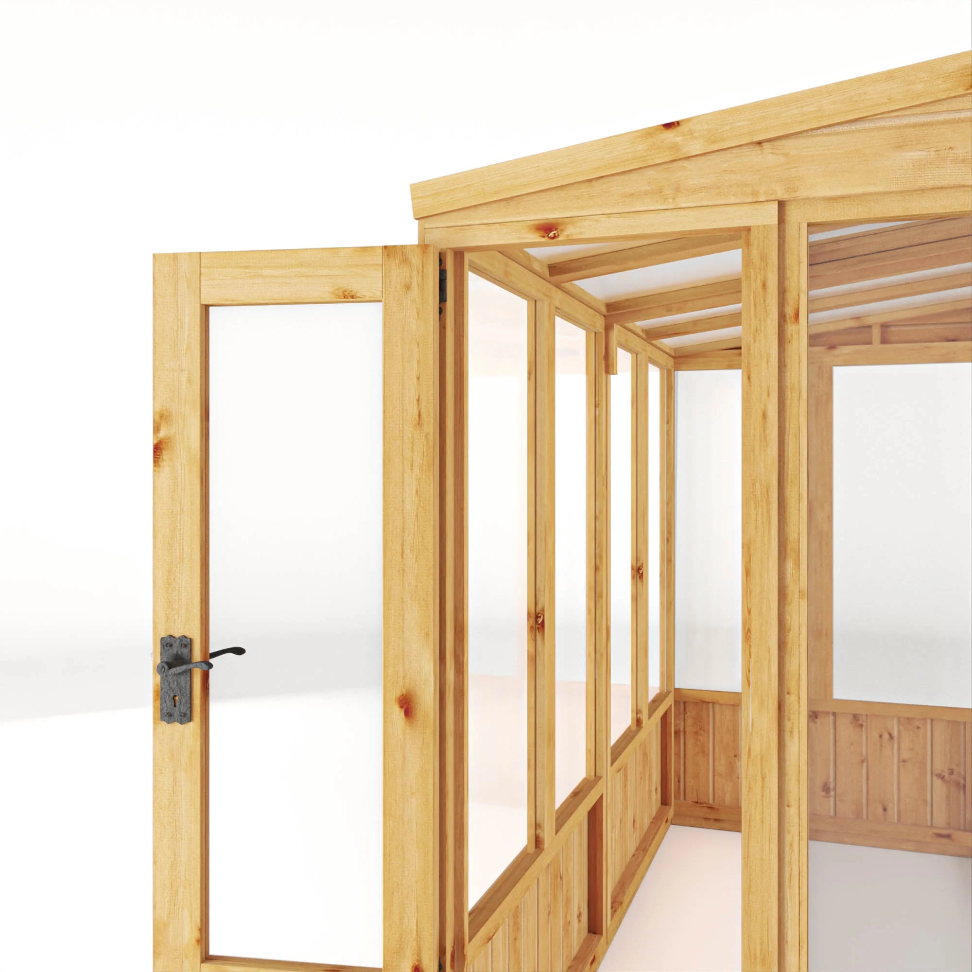 Mercia Woodsman 8' 2" x 3' 11" Pent Lean-to Greenhouse - Premium Dip Treated Shiplap- Styrene Windows - Image 5