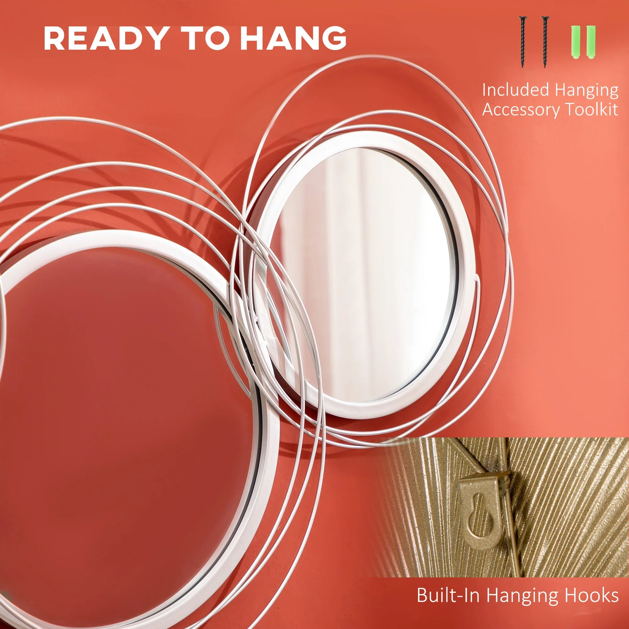 Metal Wall Art Modern Decorative Mirror Decor Hanging Home Wall Sculptures for Living Room Bedroom Dining Room - Image 5