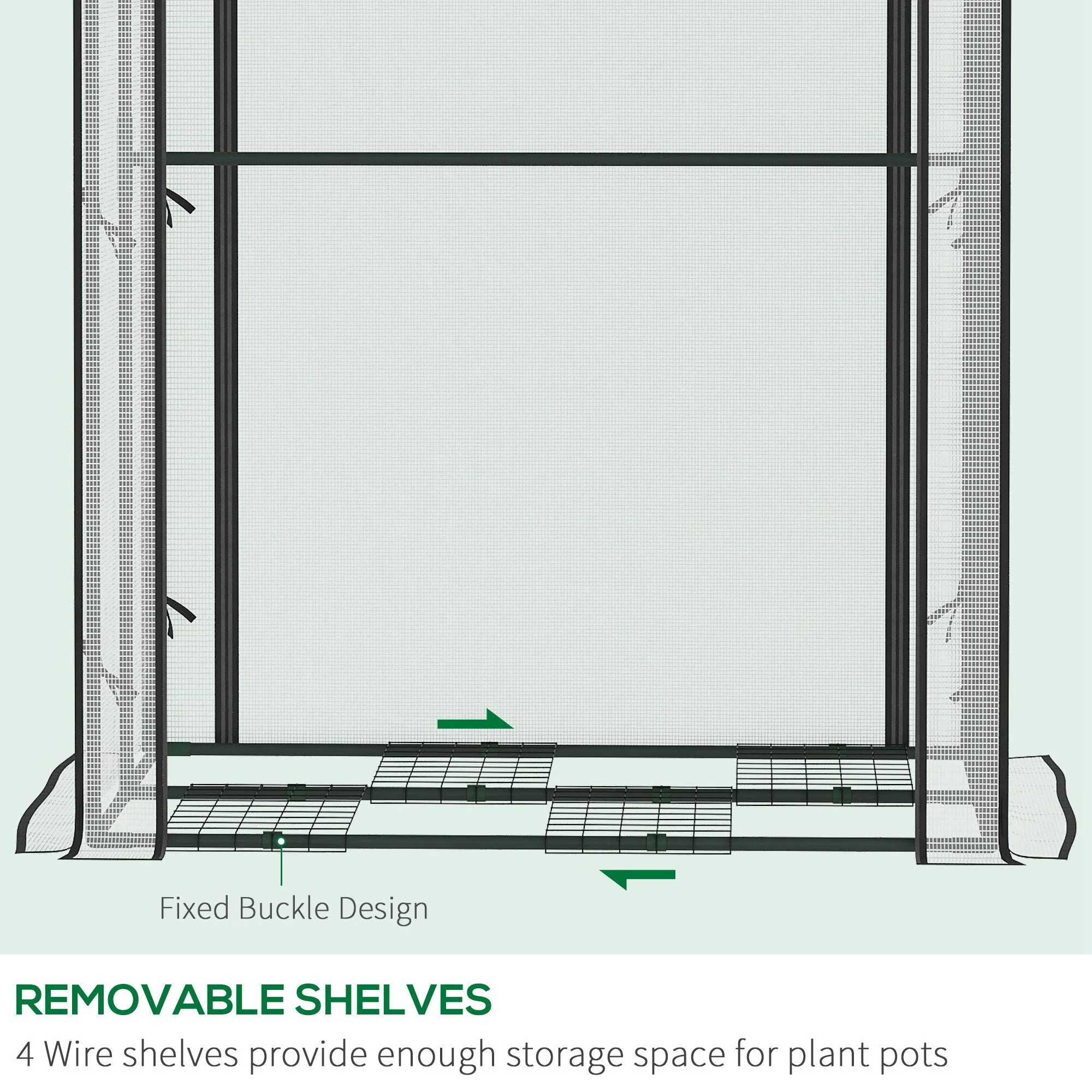 Mini Greenhouse with Shelves Portable Garden Grow House for Plants with Roll Up Door and Vents - Image 7