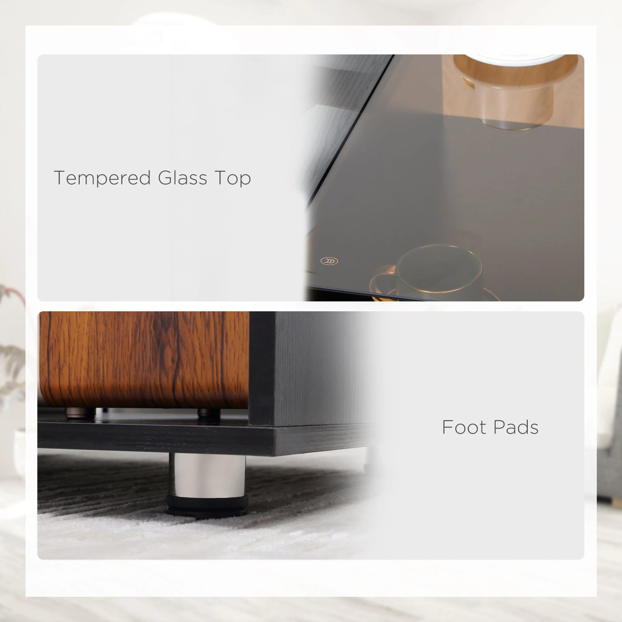 Modern Coffee Table with Tempered Glass Top - Image 6