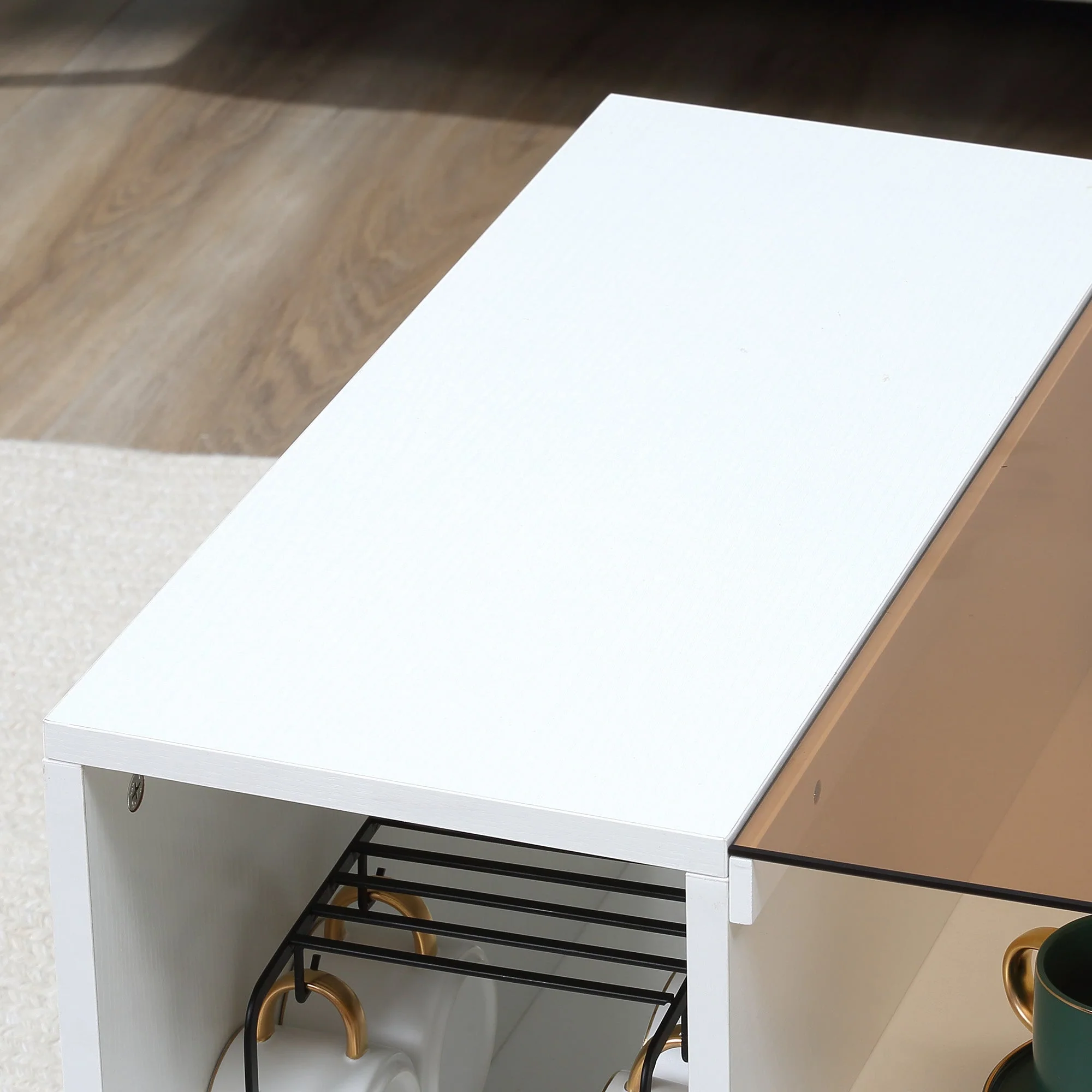 Modern Coffee Table with Tempered Glass Top - Image 7