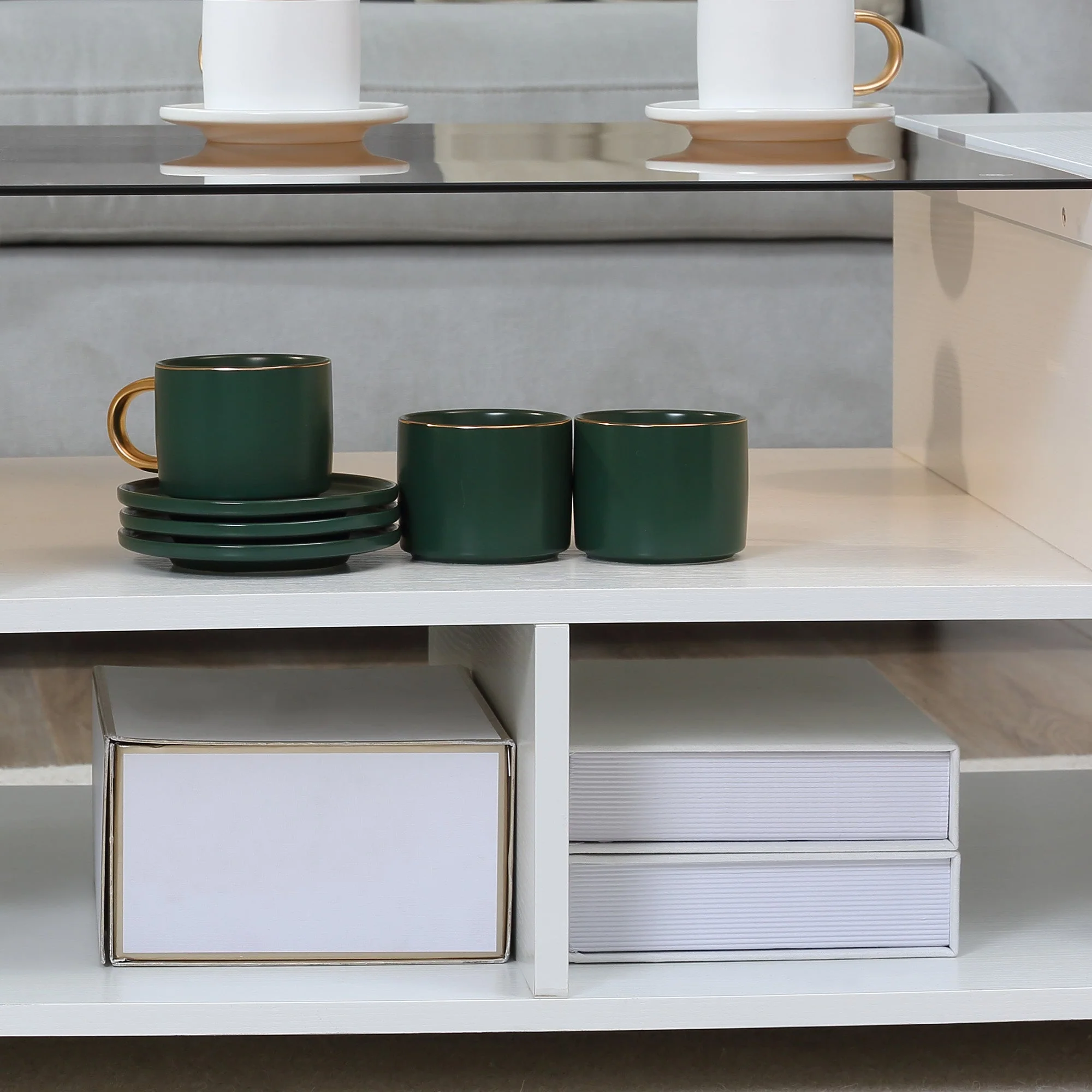 Modern Coffee Table with Tempered Glass Top - Image 8