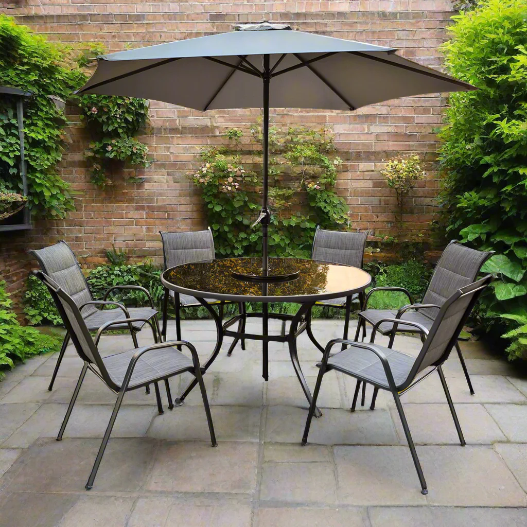 Montagu Garden Dining Set Round Table 135cm Turntable by Croft - 6 Seats - Image 3