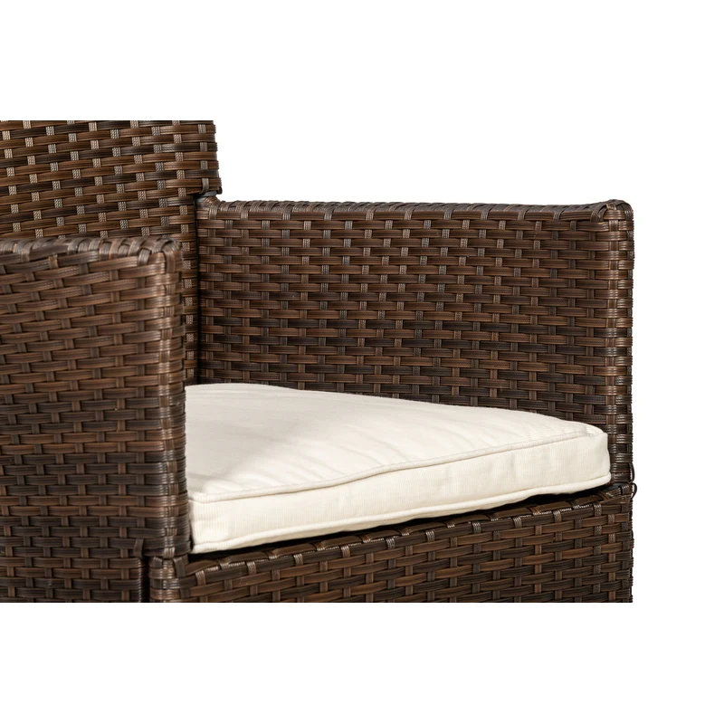 Nevada Rattan Garden Bistro Set by Royalcraft - 2 Seats Ivory Cushions - Image 4