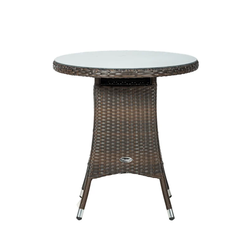 Nevada Rattan Garden Bistro Set by Royalcraft - 2 Seats Ivory Cushions - Image 5