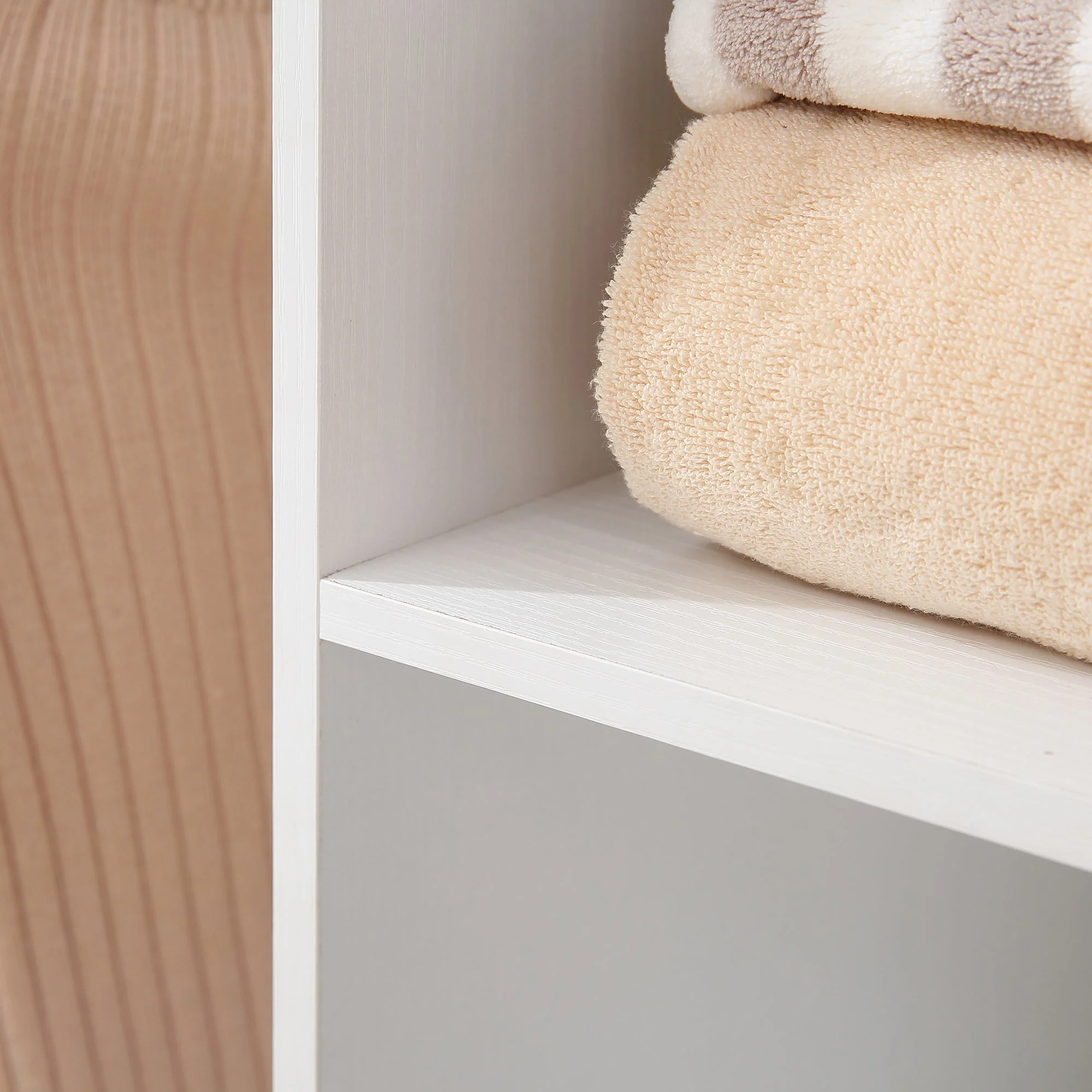 Open Wardrobe Double Mobile Storage Shelves Organizer W/6 Wheels-White - Image 8