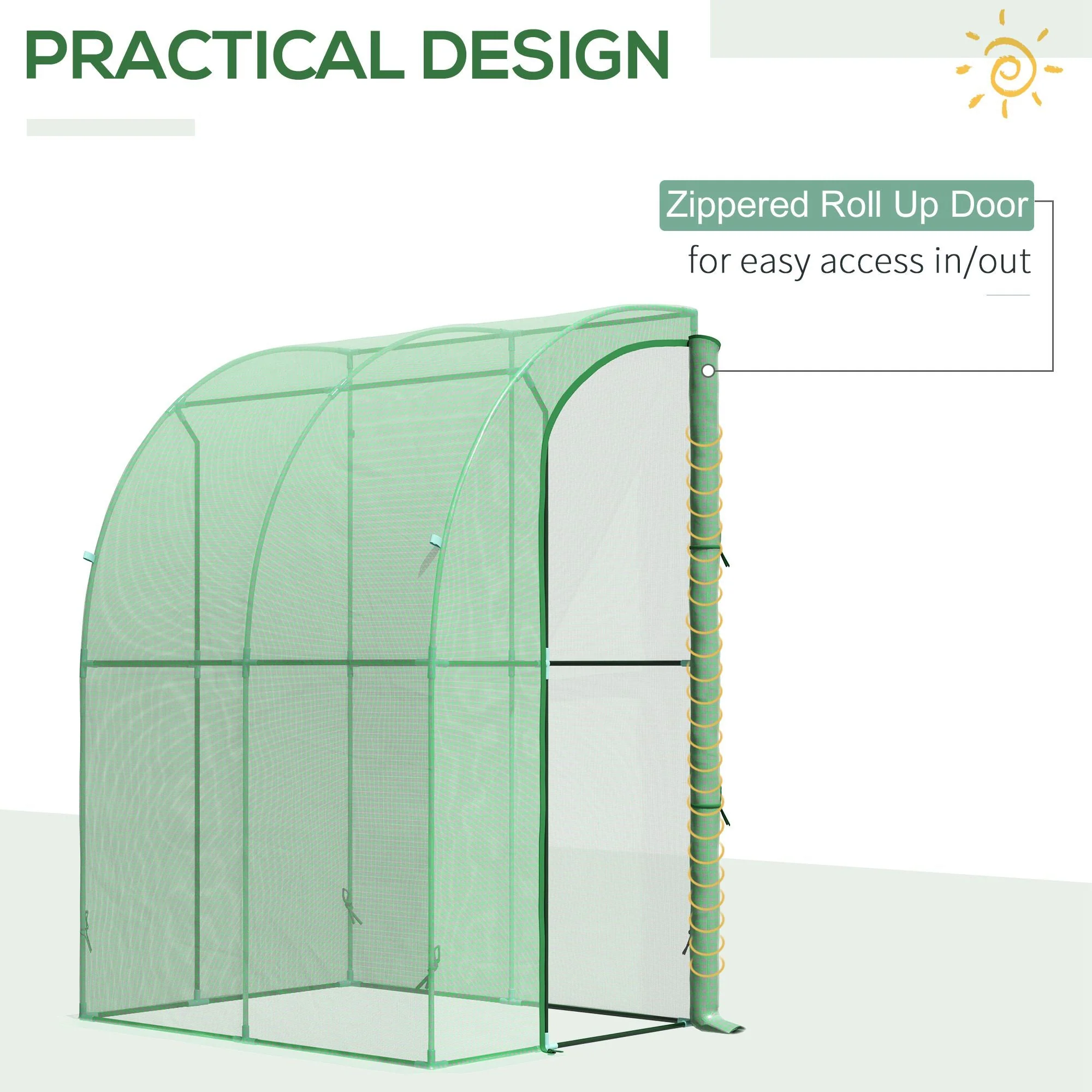 Outdoor Medium Plant Green House w/Zippered Doors Strong PE Cover 143x118x212cm - Image 5