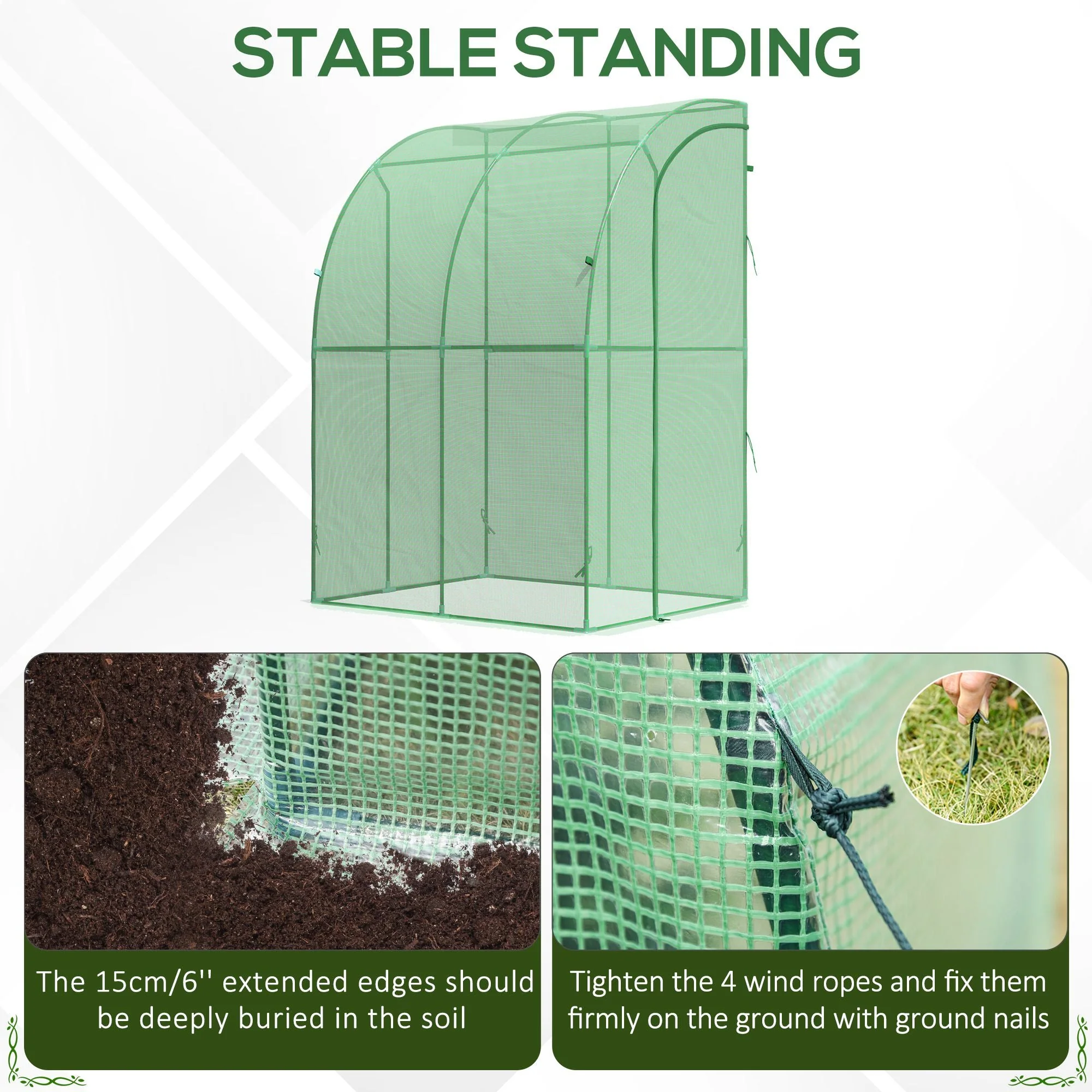 Outdoor Medium Plant Green House w/Zippered Doors Strong PE Cover 143x118x212cm - Image 6