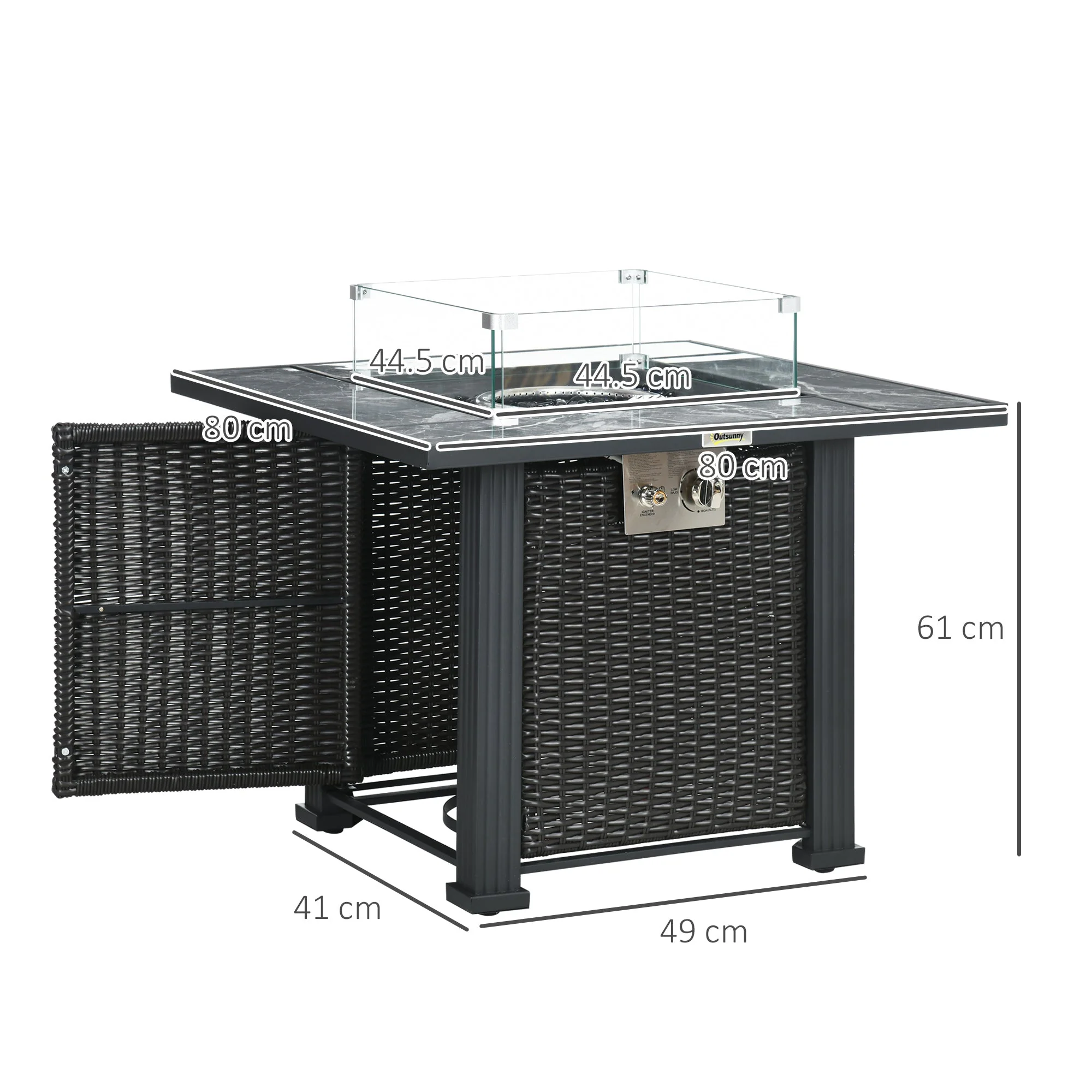 Outdoor PE Rattan Gas Fire Pit Table - Image 3