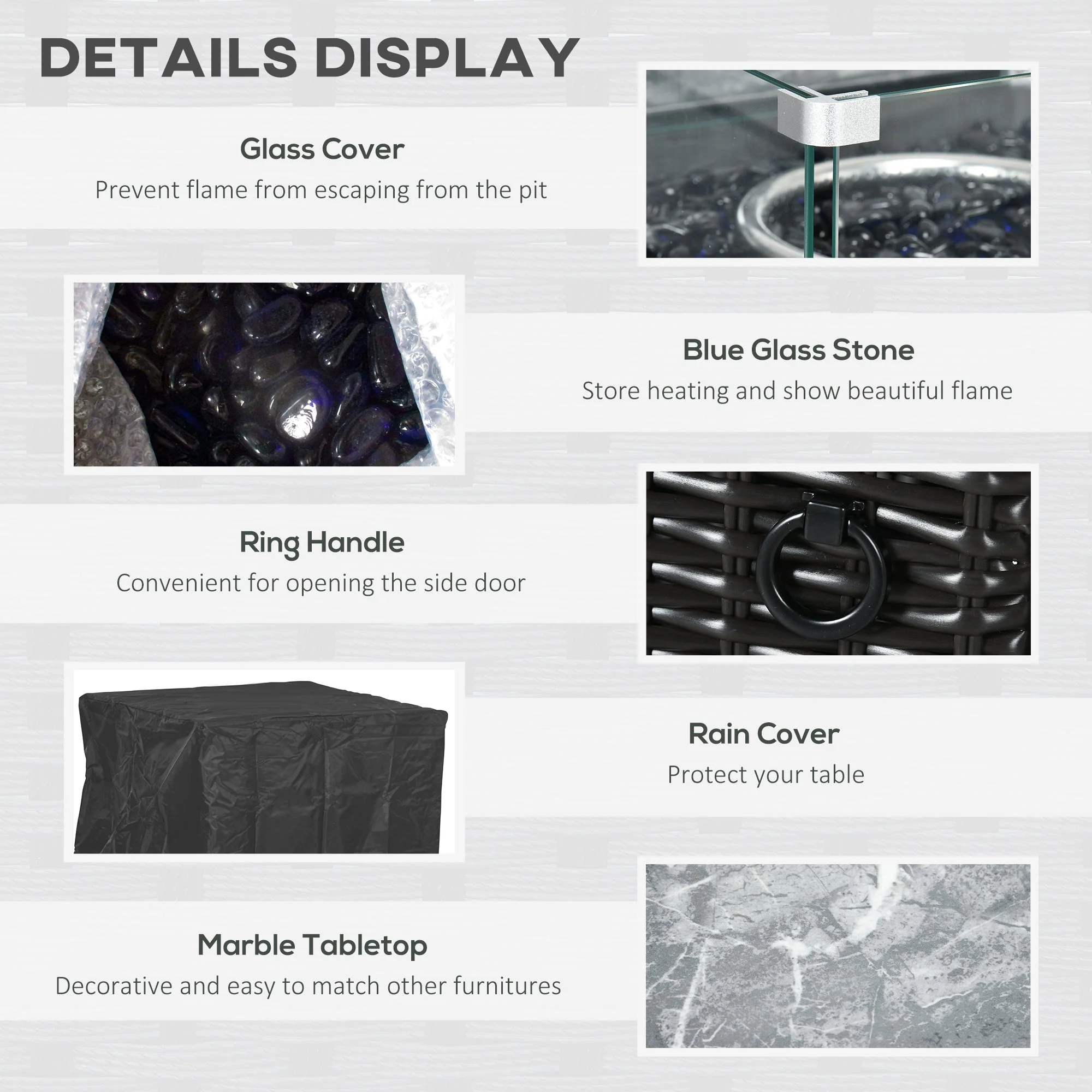 Outdoor PE Rattan Gas Fire Pit Table - Image 6