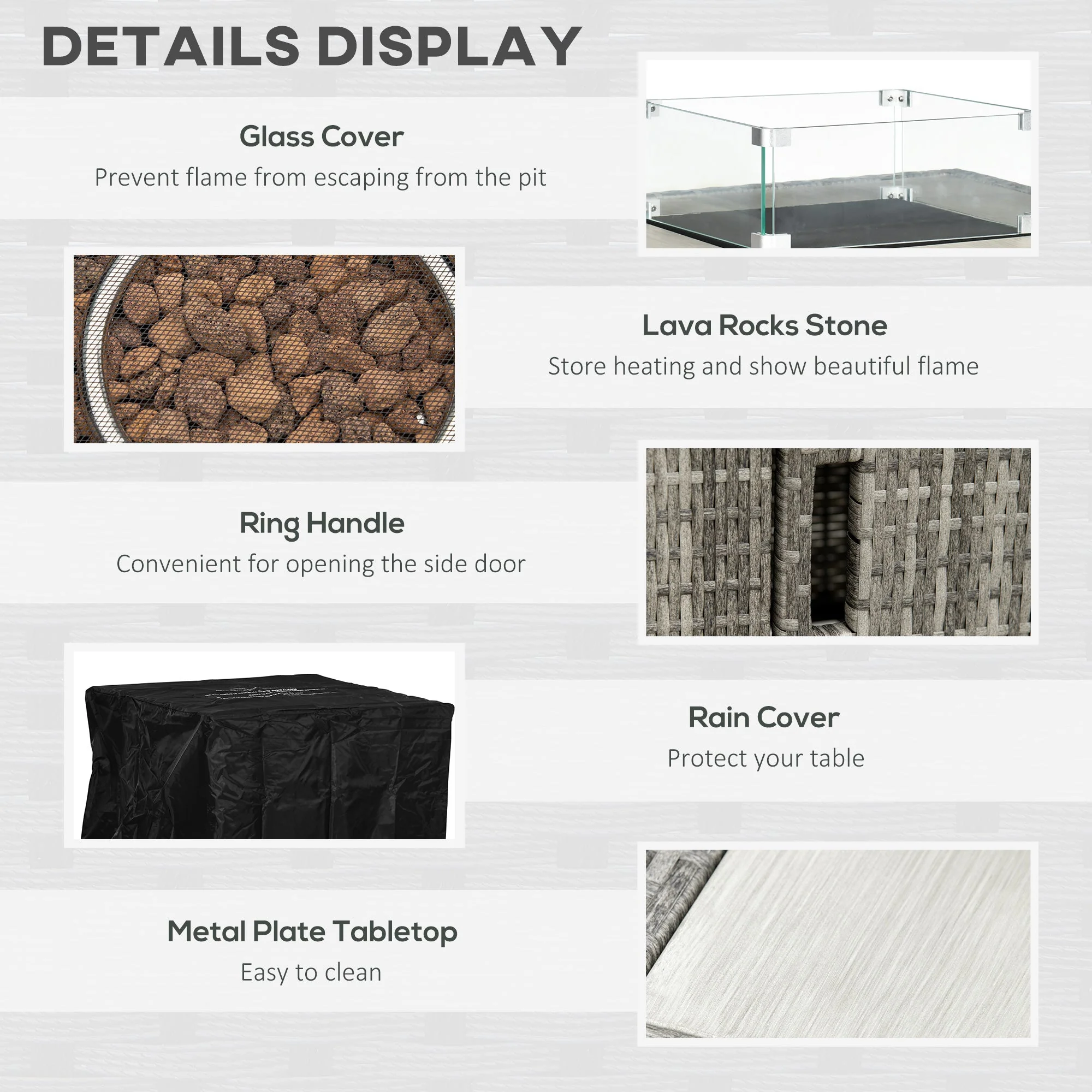 Outdoor PE Rattan Gas Fire Pit Table - Image 5