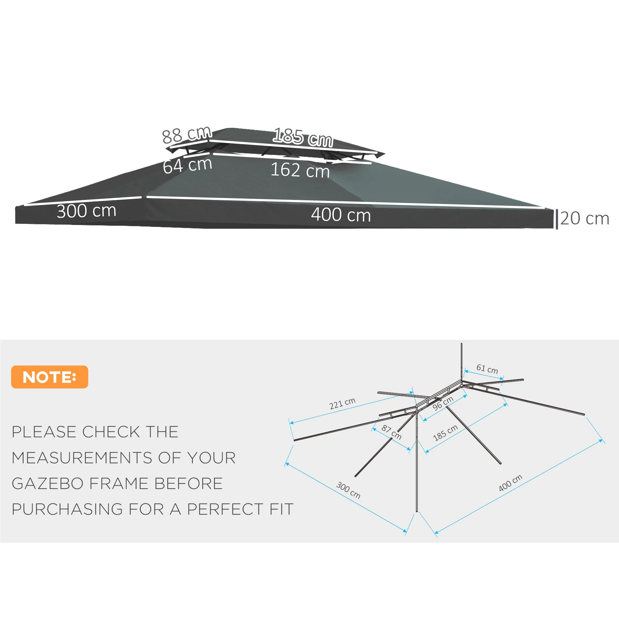 3X4M Gazebo Canopy Replacement Cover - Image 3