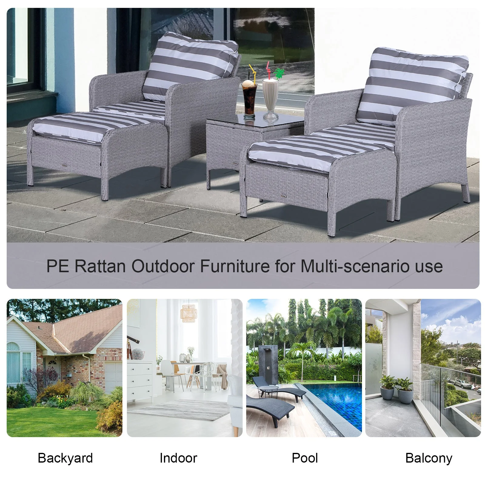 5-Piece Pe Rattan Garden Furniture Set - Image 7
