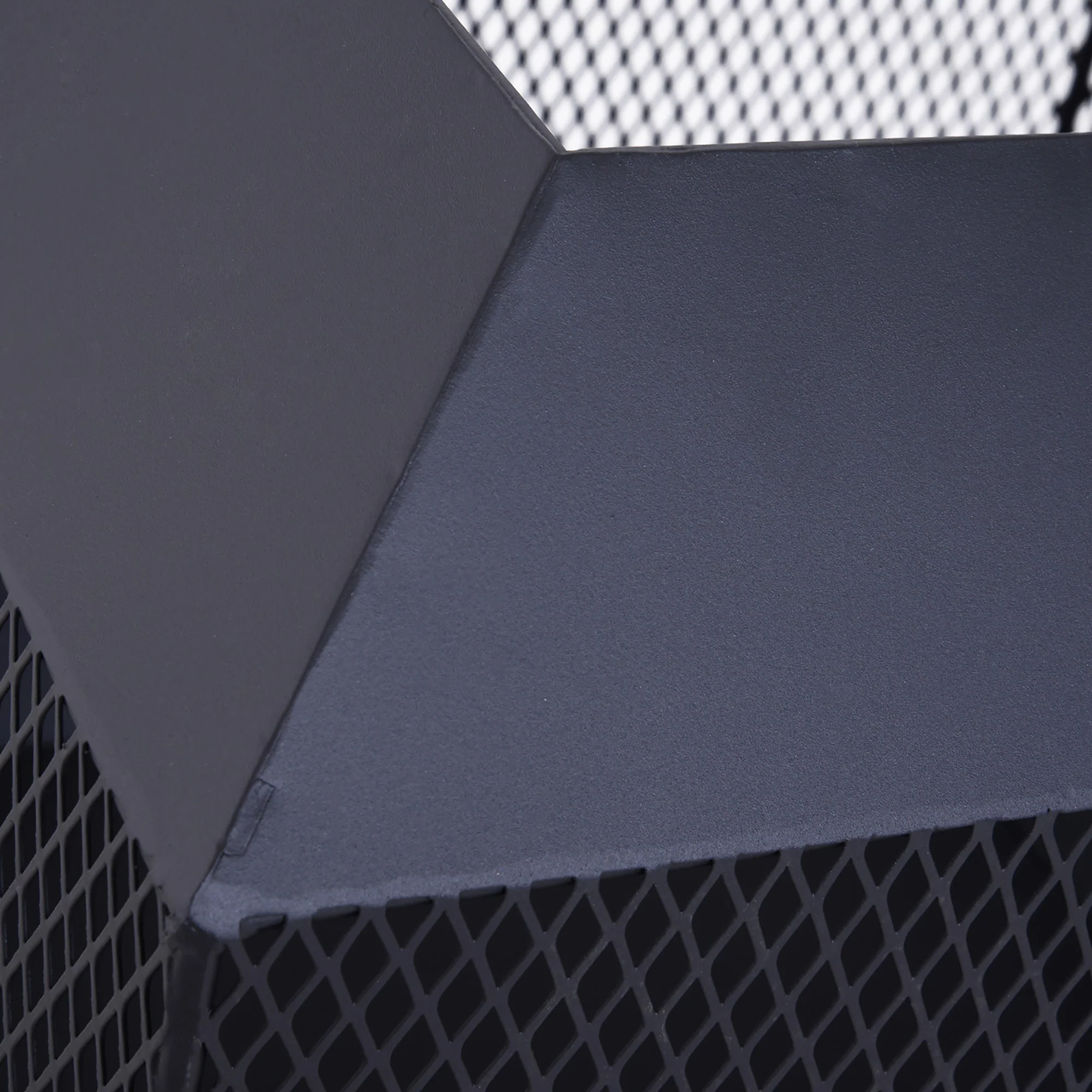 Outsunny Metal Square Fire Pit Outdoor Mesh Firepit Brazier W/ Lid - Image 9